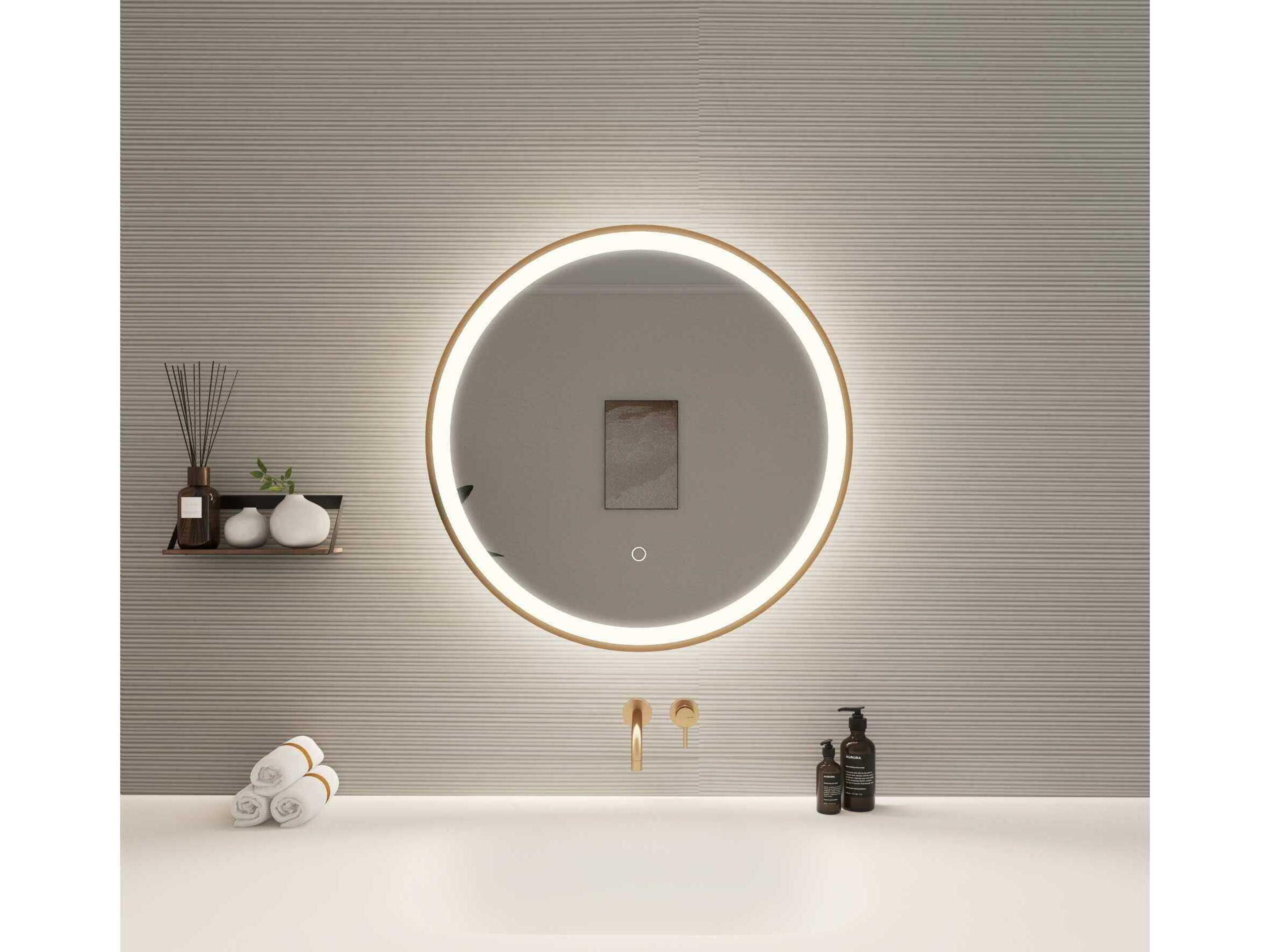 Elegant Lighting Harmoni Satin Gold Round Wall Mirror