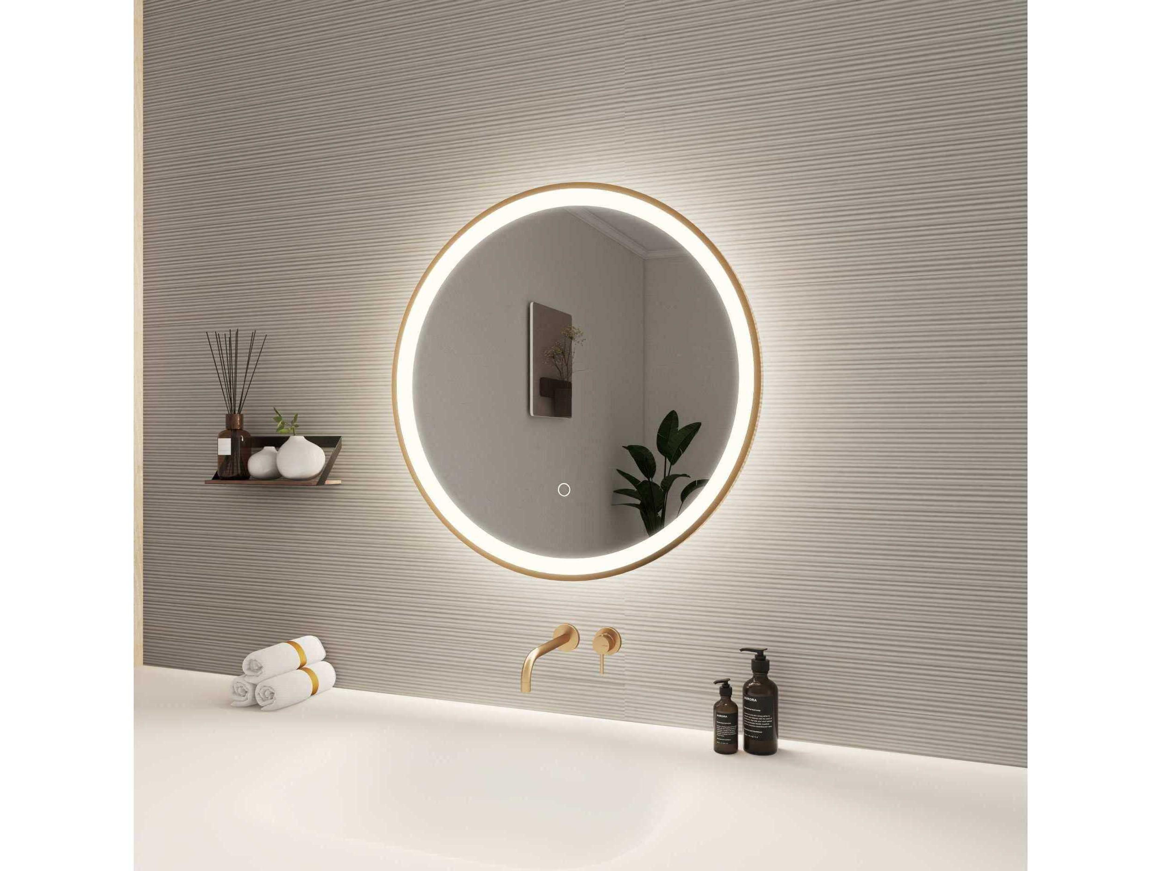 Elegant Lighting Harmoni Satin Gold Round Wall Mirror