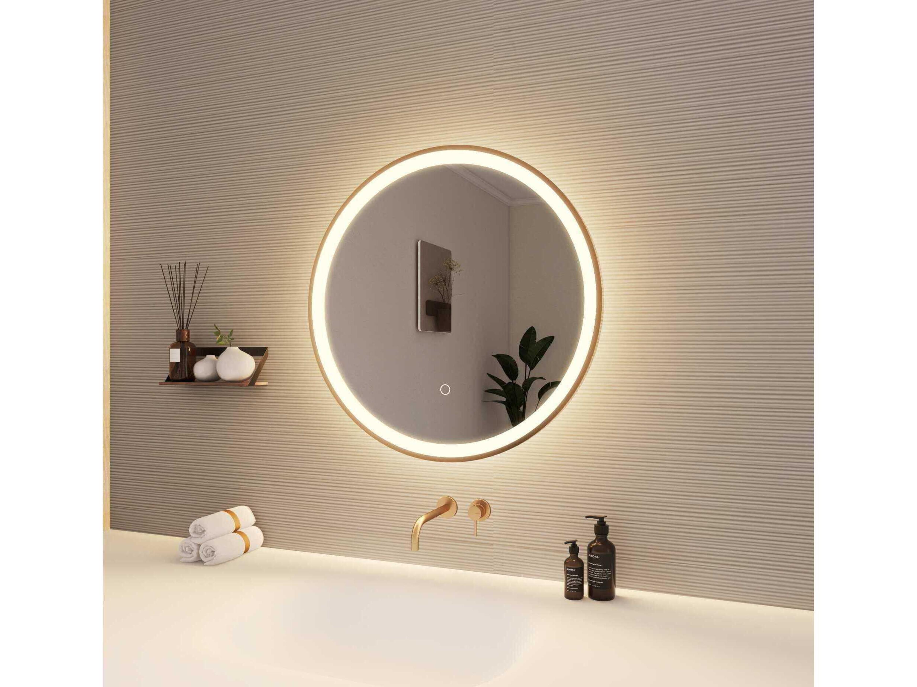 Elegant Lighting Harmoni Satin Gold Round Wall Mirror
