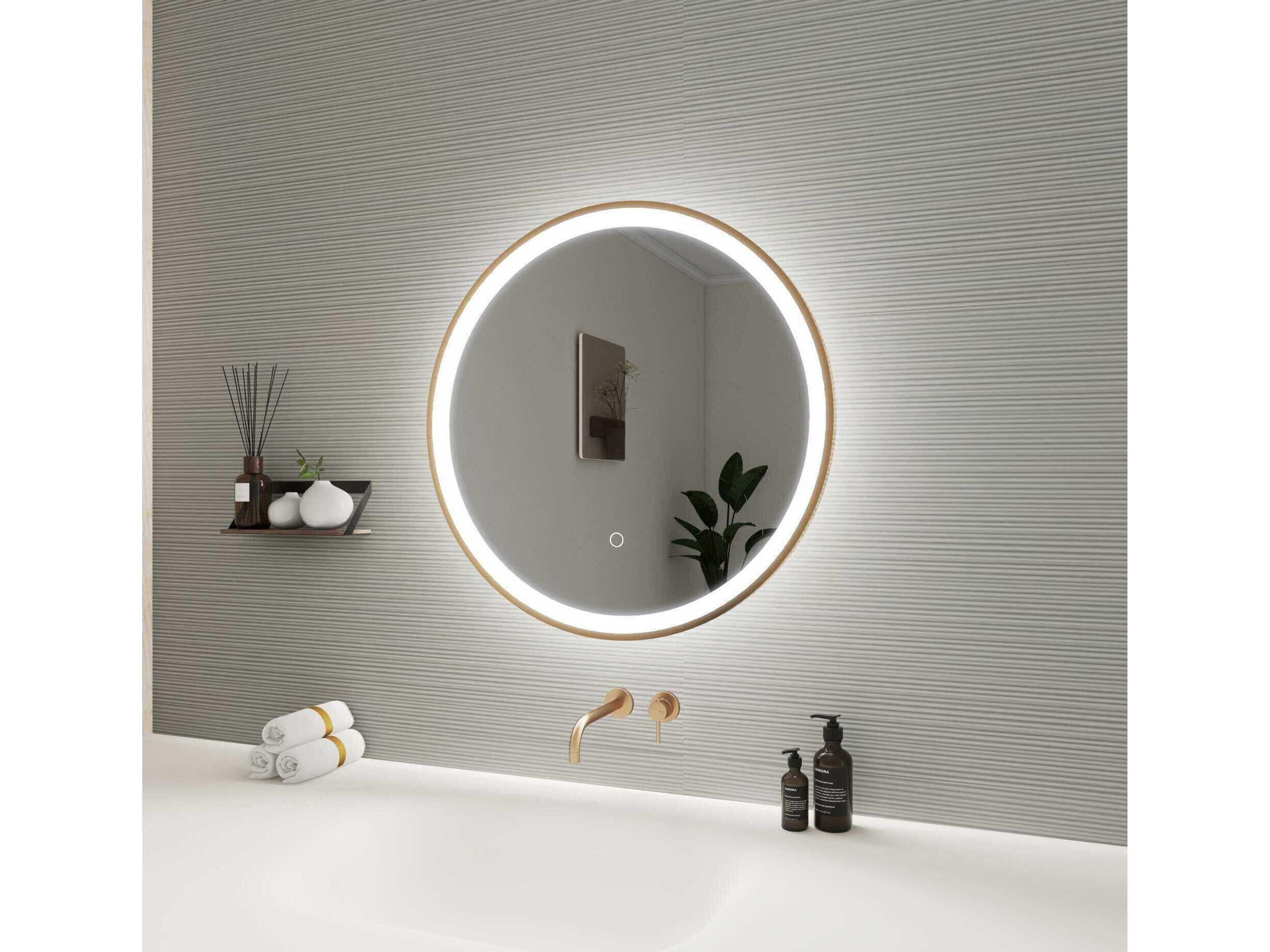 Elegant Lighting Harmoni Satin Gold Round Wall Mirror