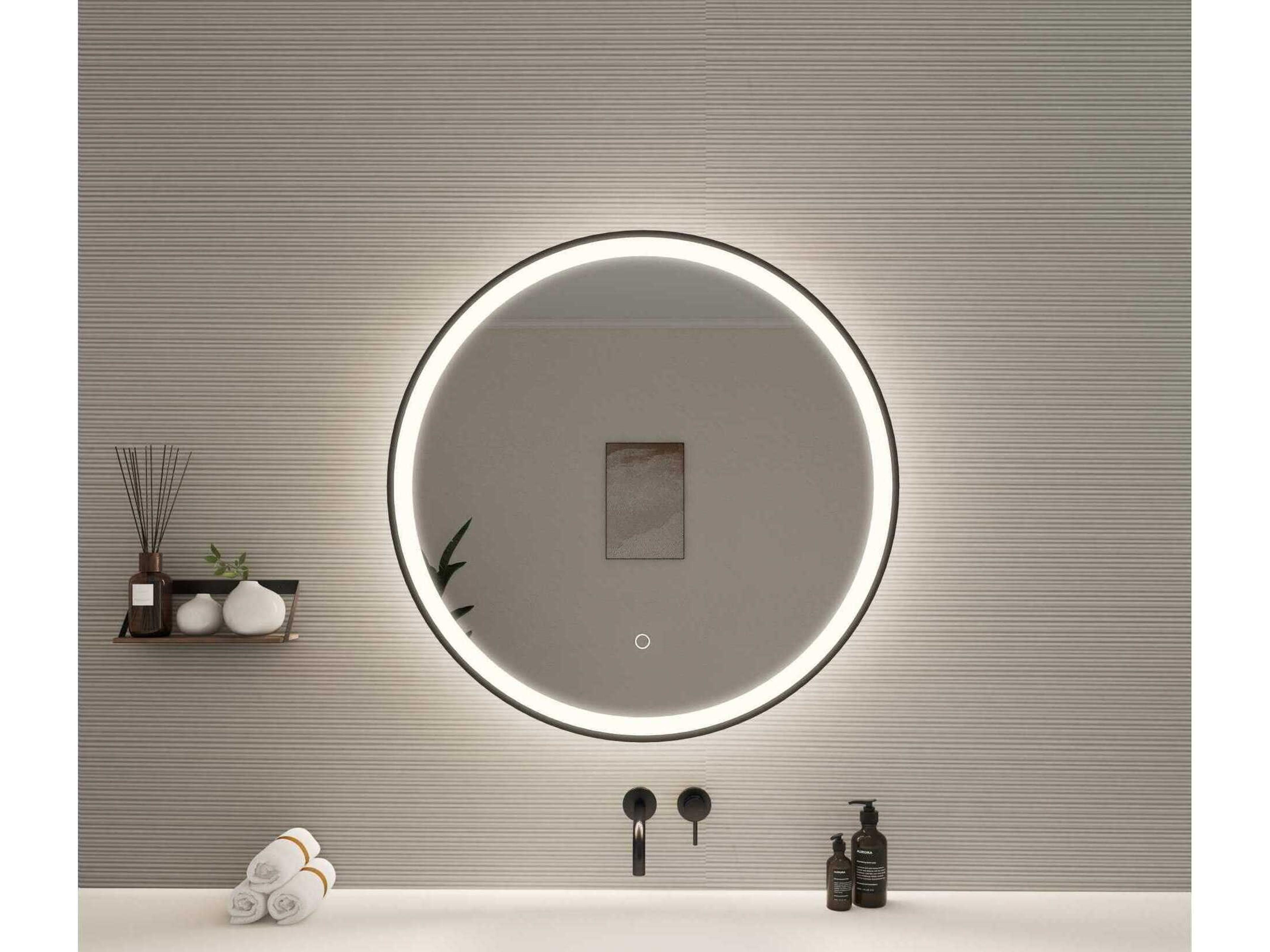 Elegant Lighting Harmoni Black Round Wall Mirror