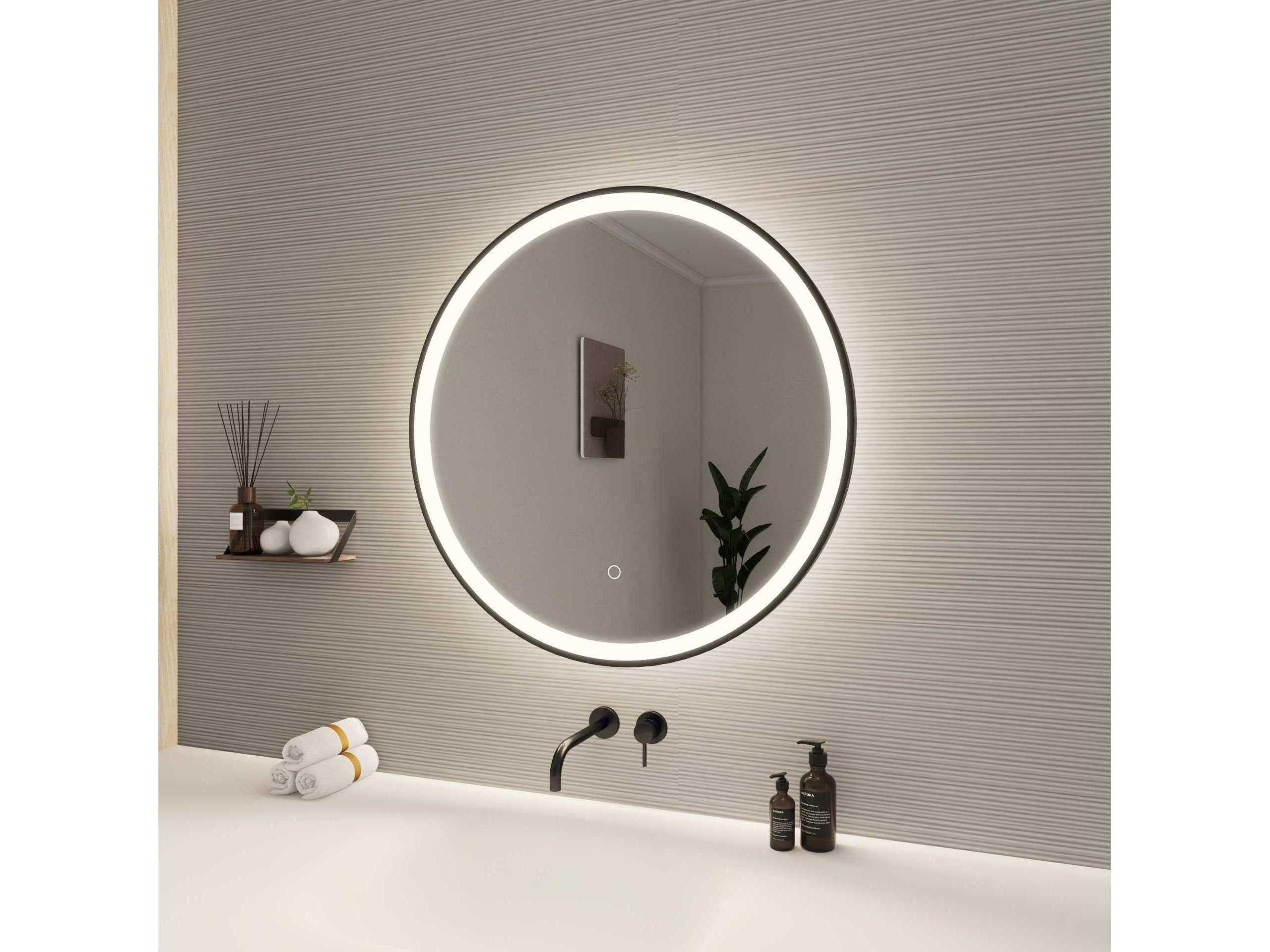 Elegant Lighting Harmoni Black Round Wall Mirror