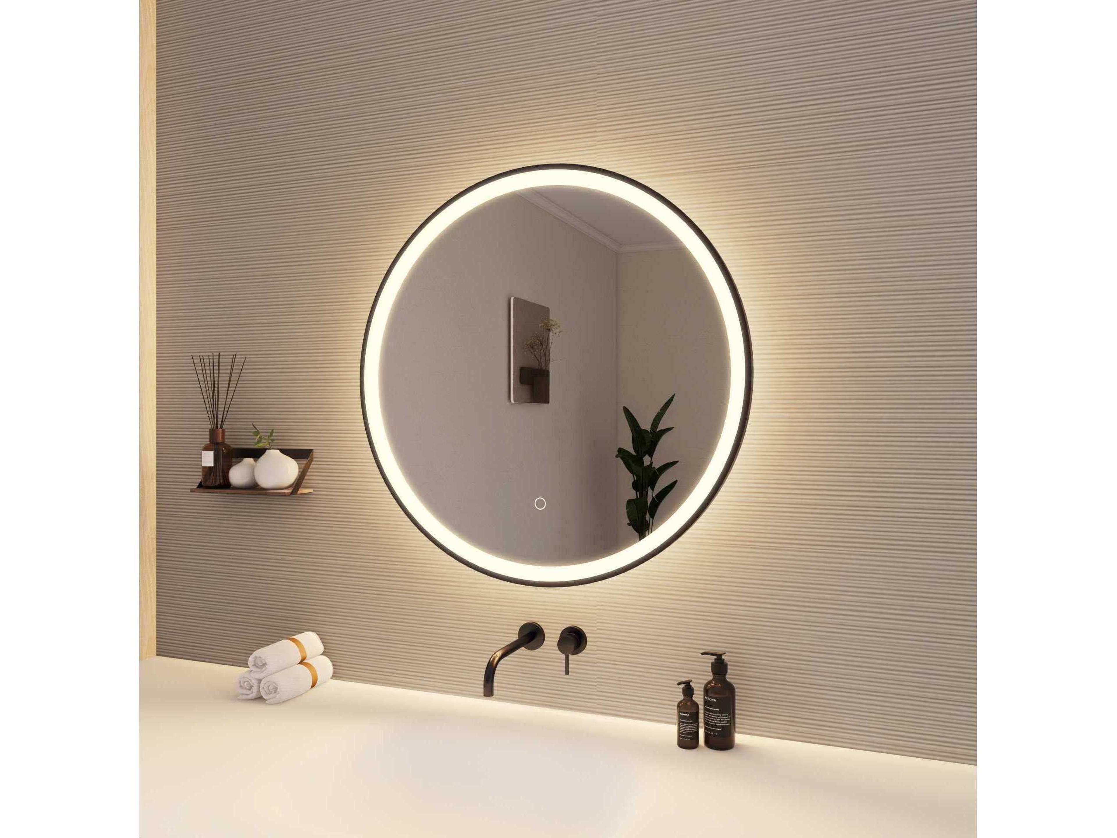 Elegant Lighting Harmoni Black Round Wall Mirror