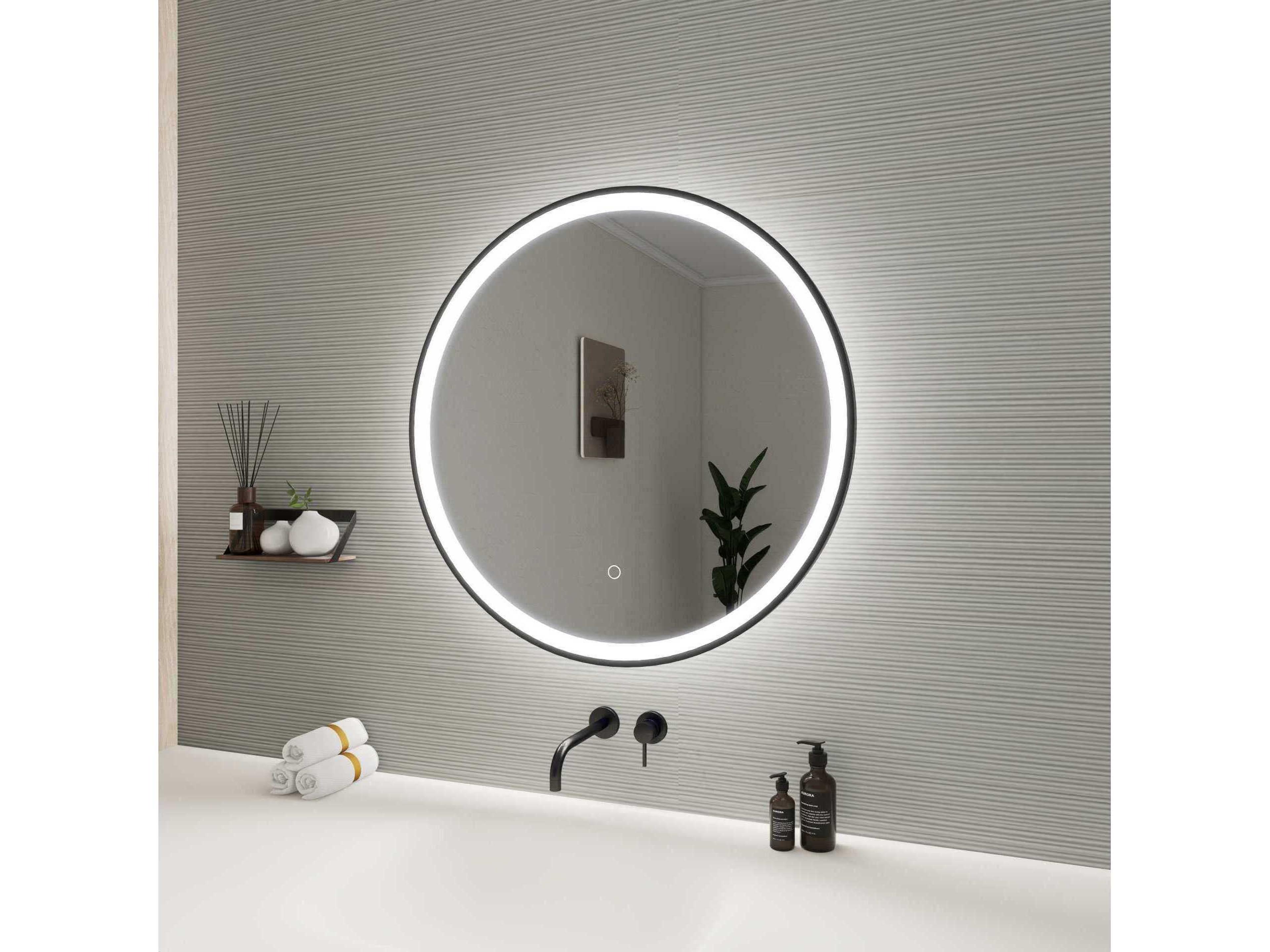 Elegant Lighting Harmoni Black Round Wall Mirror