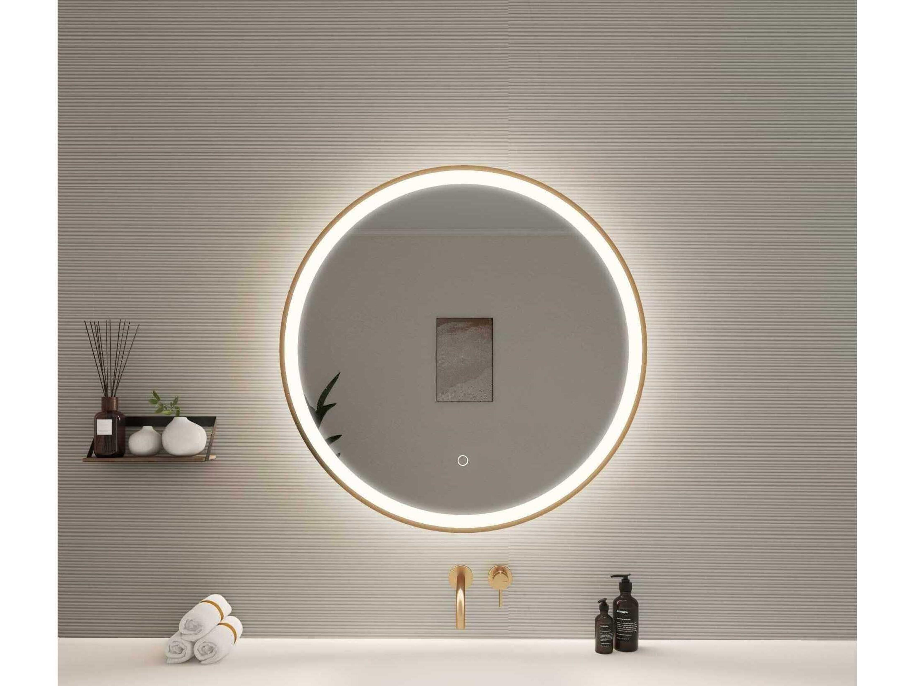 Elegant Lighting Harmoni Satin Gold Round Wall Mirror