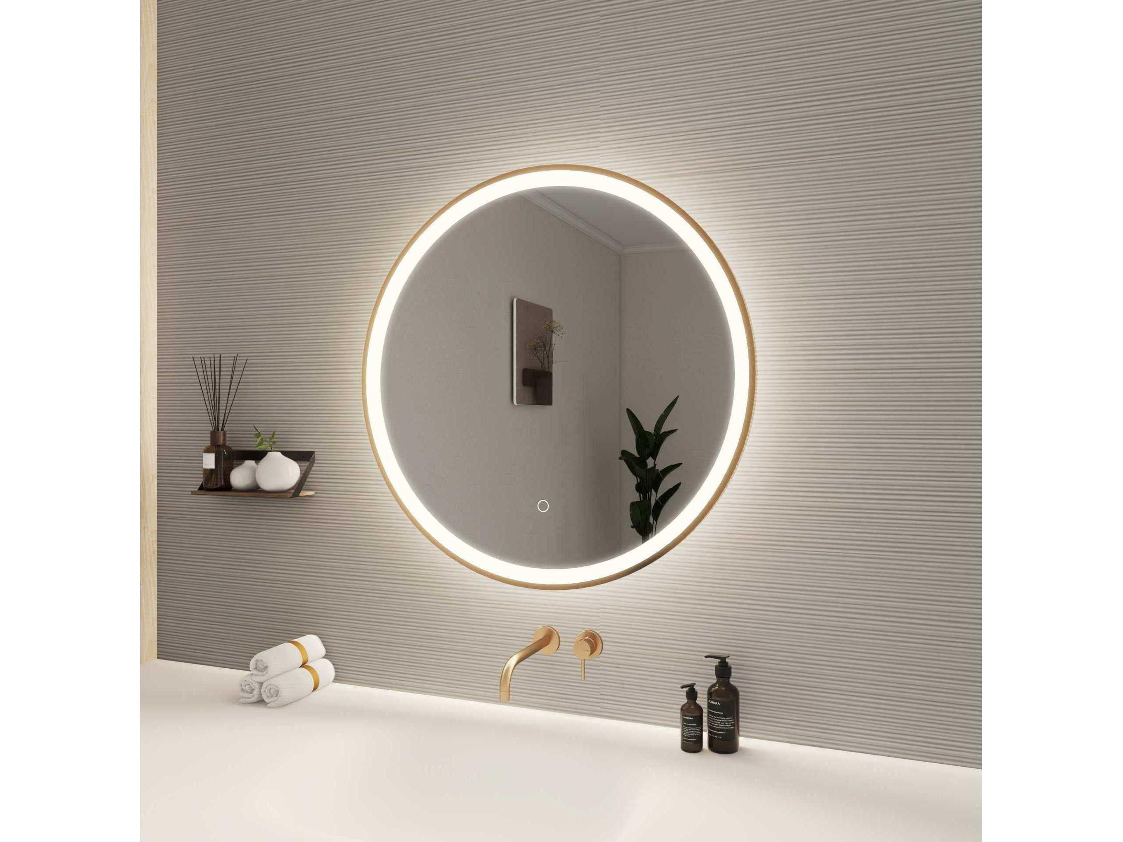Elegant Lighting Harmoni Satin Gold Round Wall Mirror