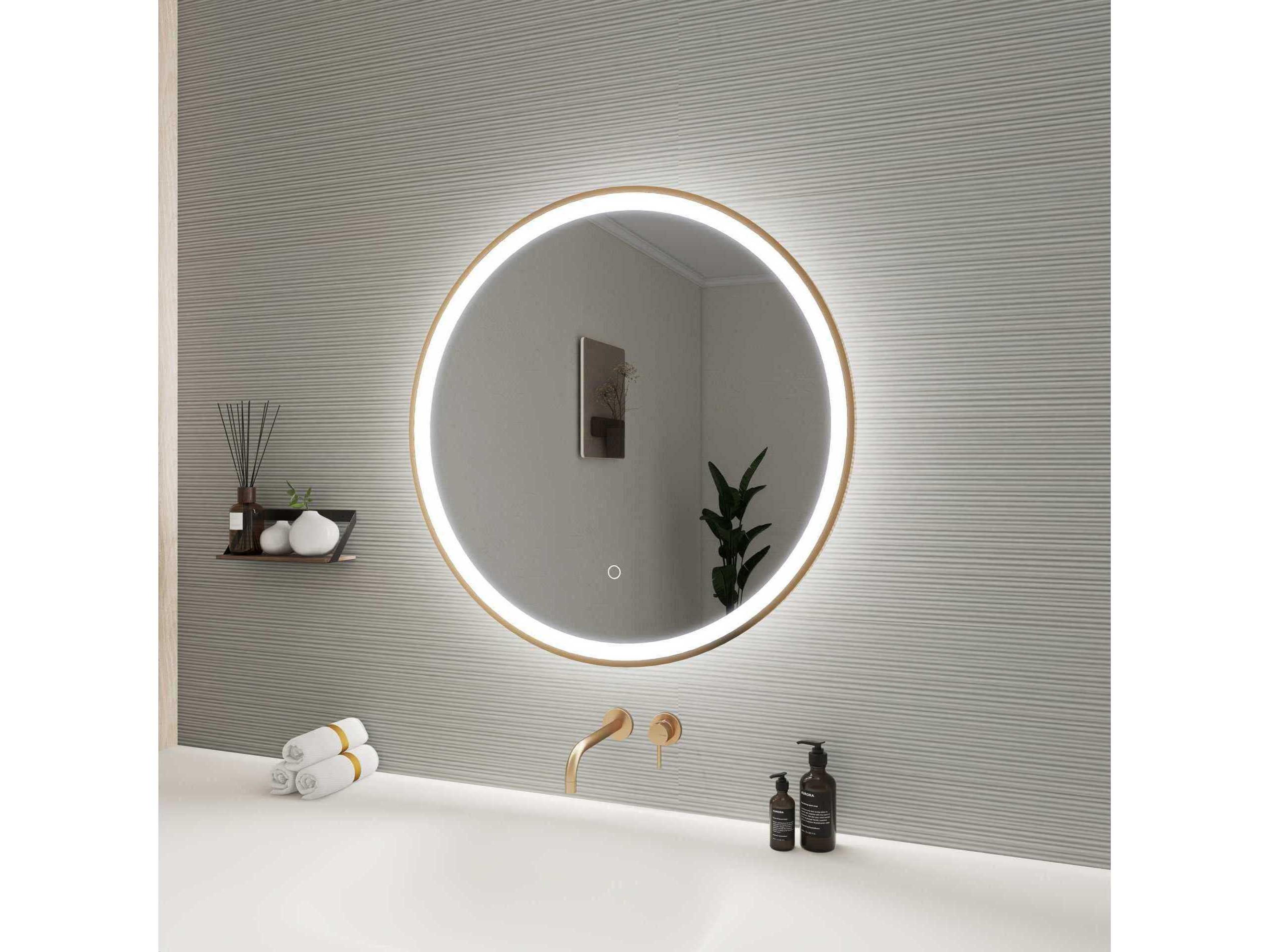 Elegant Lighting Harmoni Satin Gold Round Wall Mirror