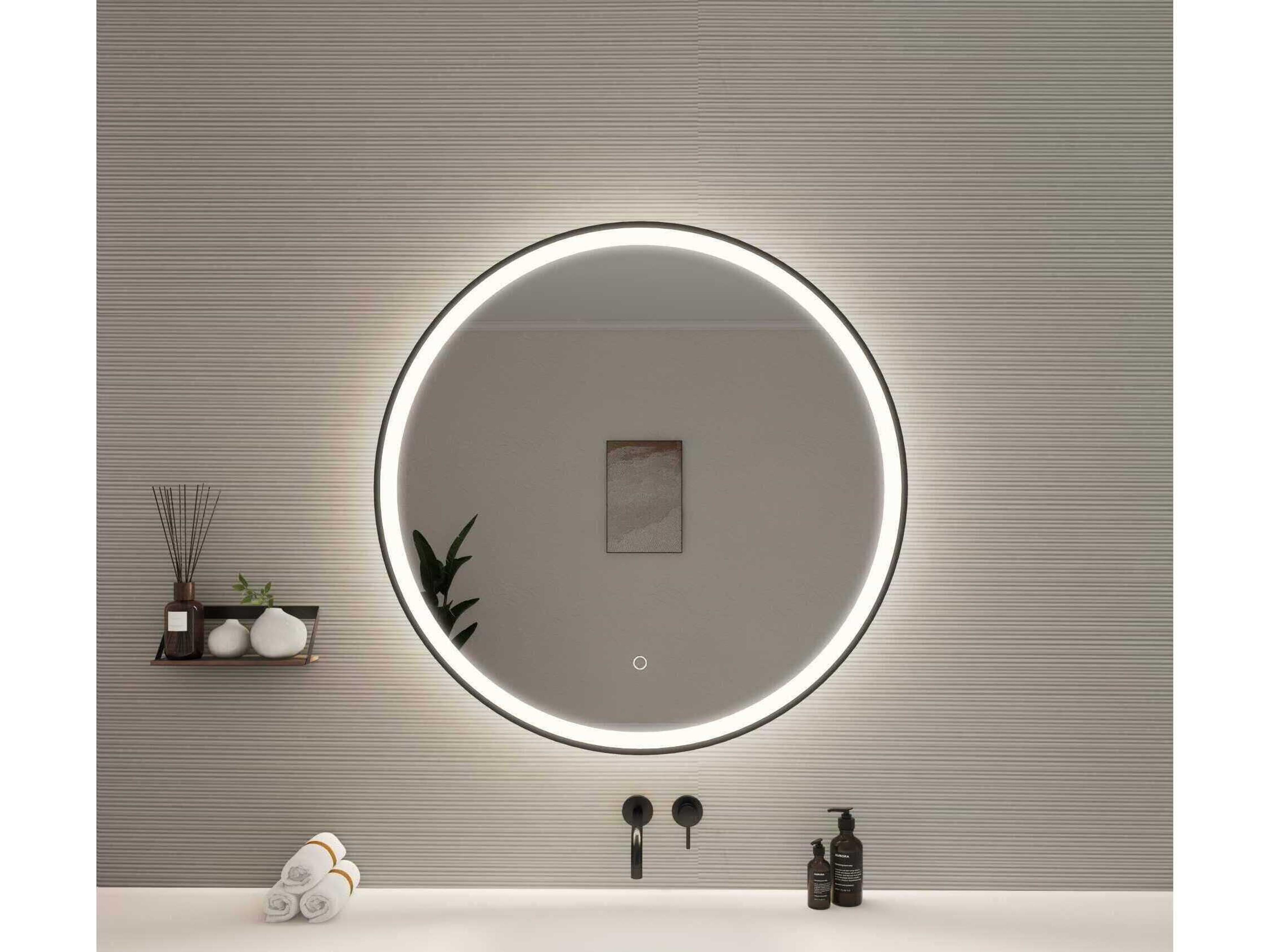 Elegant Lighting Harmoni Black Round Wall Mirror