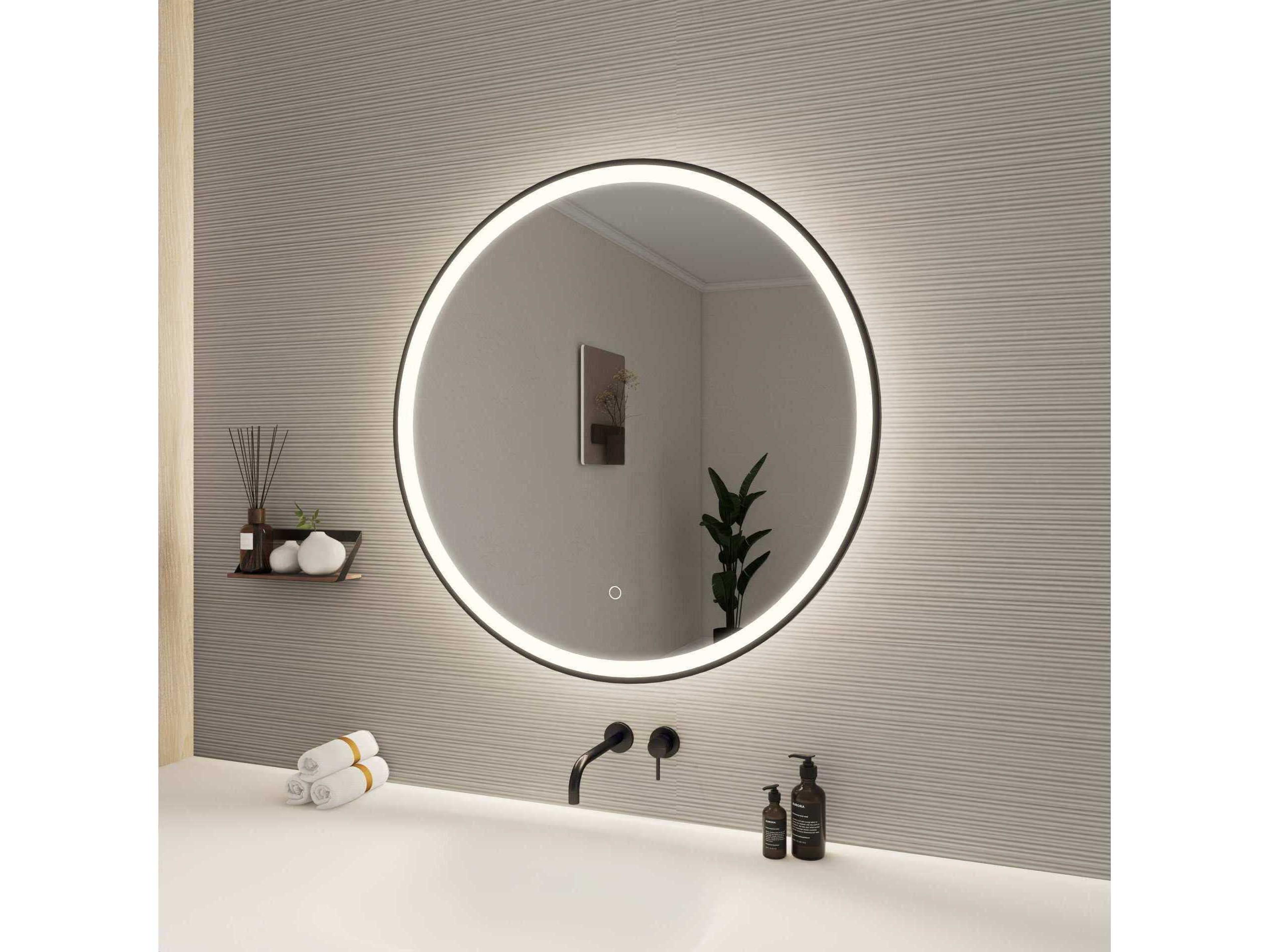 Elegant Lighting Harmoni Black Round Wall Mirror