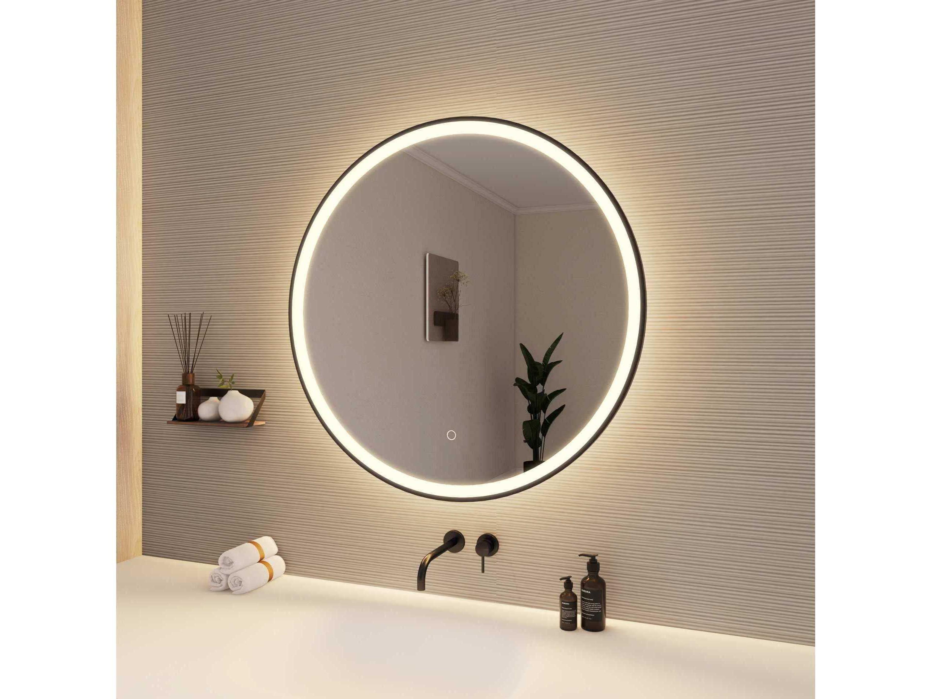 Elegant Lighting Harmoni Black Round Wall Mirror