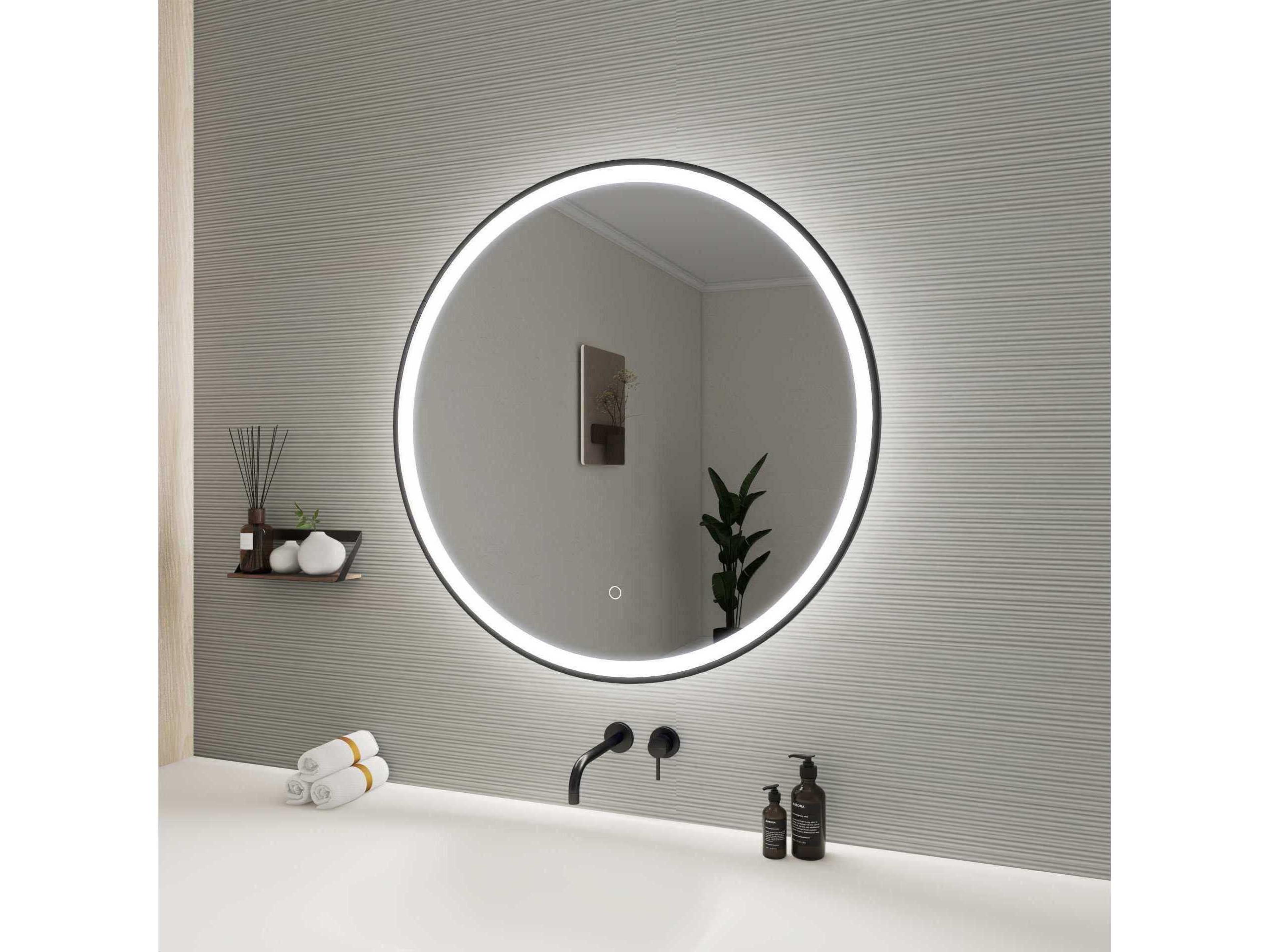 Elegant Lighting Harmoni Black Round Wall Mirror