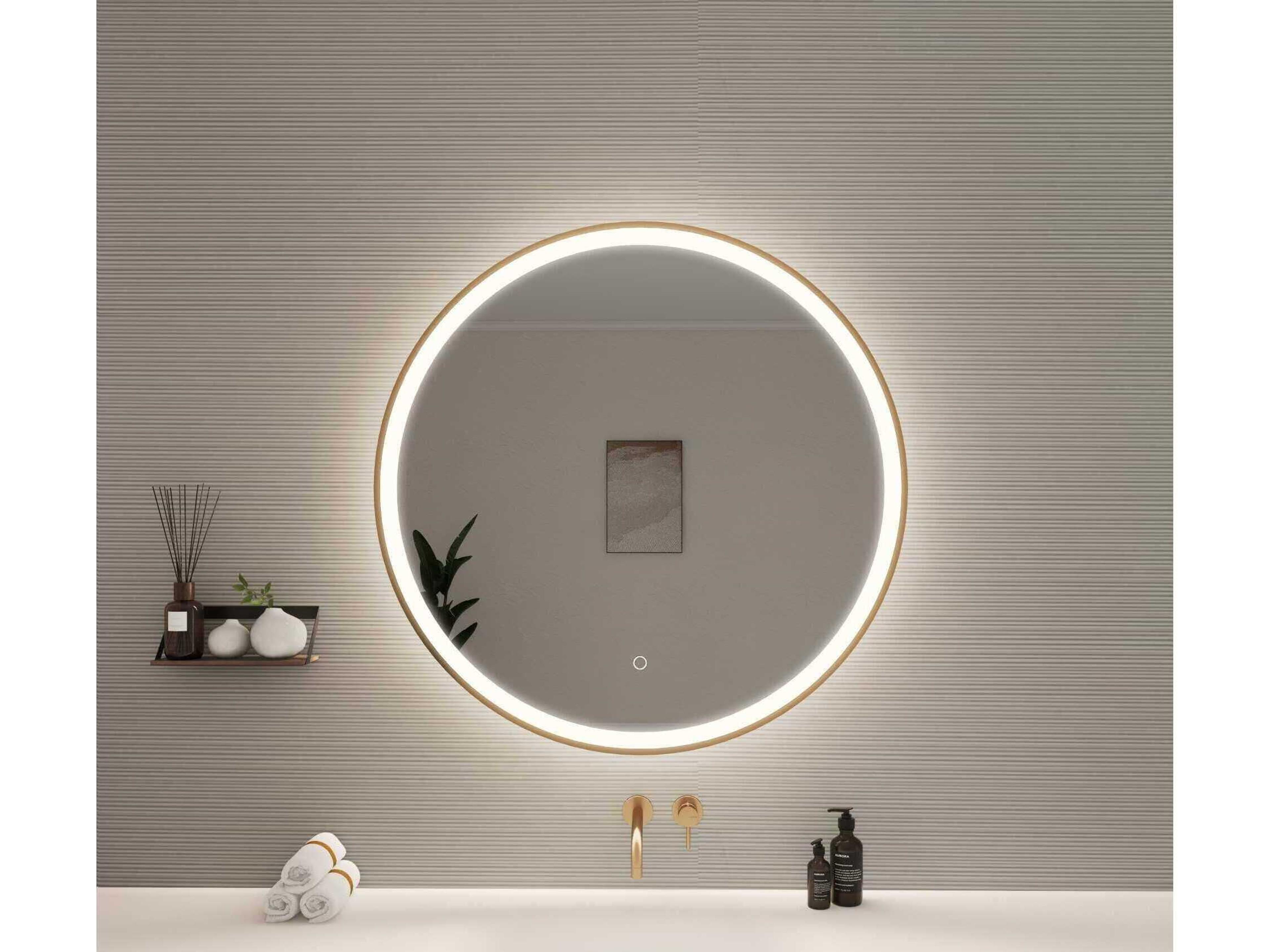 Elegant Lighting Harmoni Satin Gold Round Wall Mirror