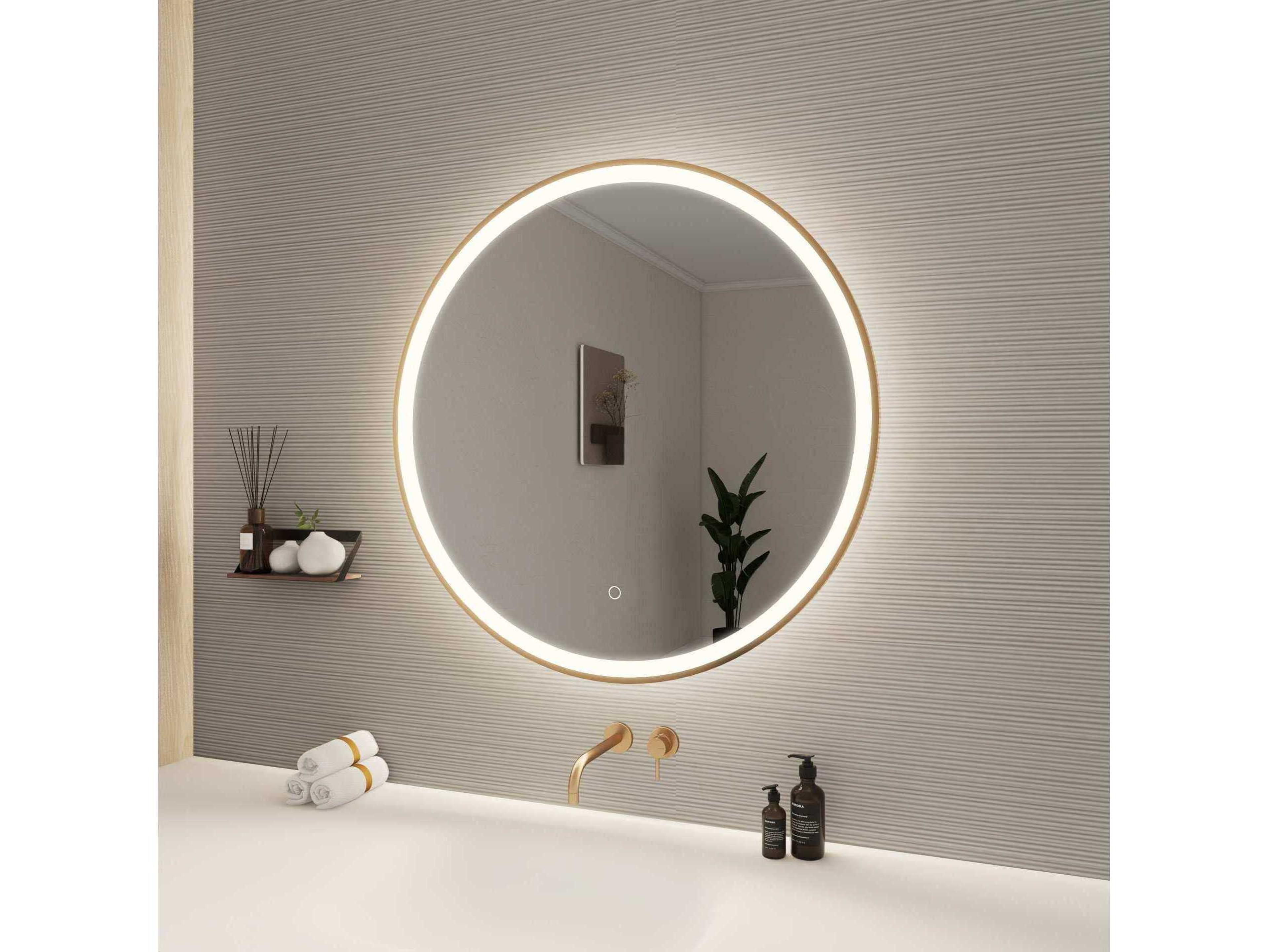 Elegant Lighting Harmoni Satin Gold Round Wall Mirror
