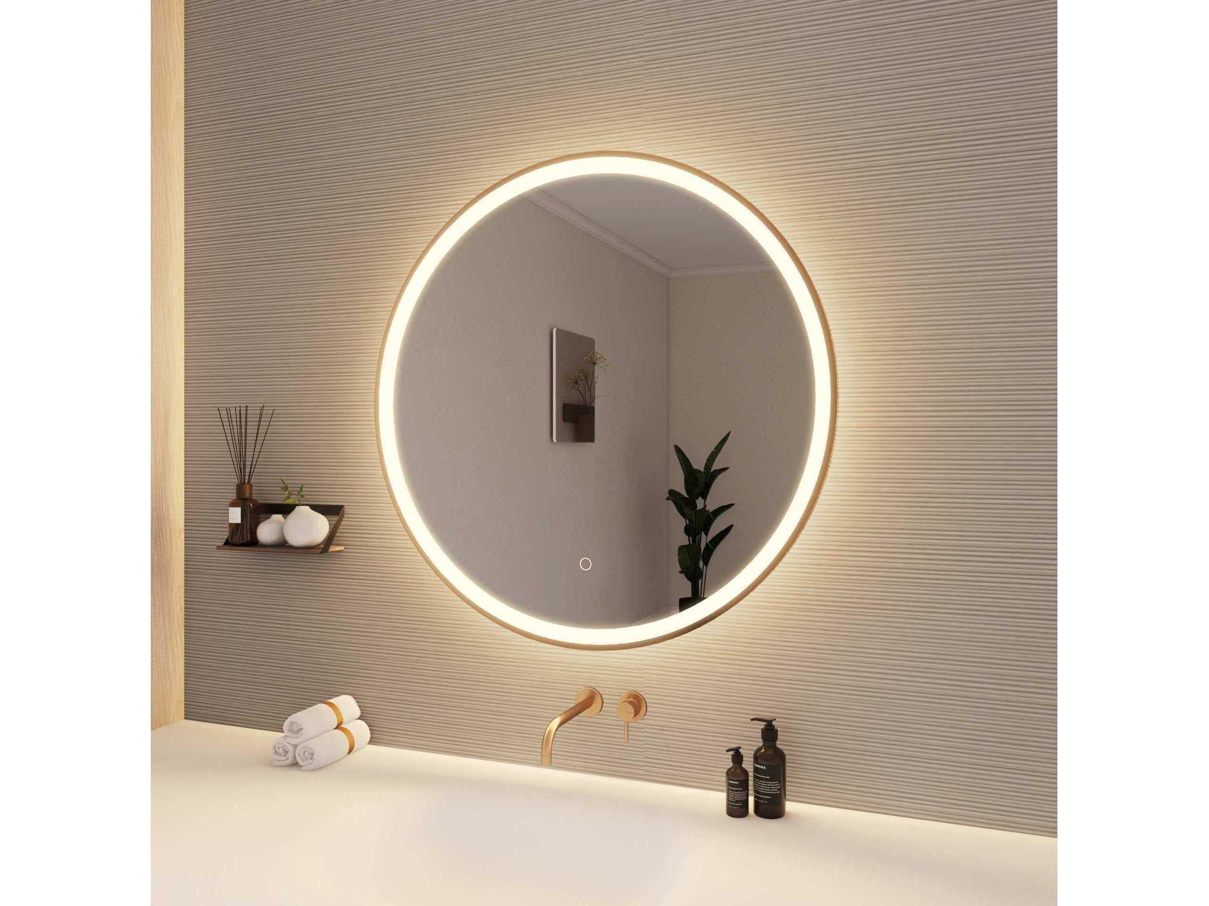 Elegant Lighting Harmoni Satin Gold Round Wall Mirror