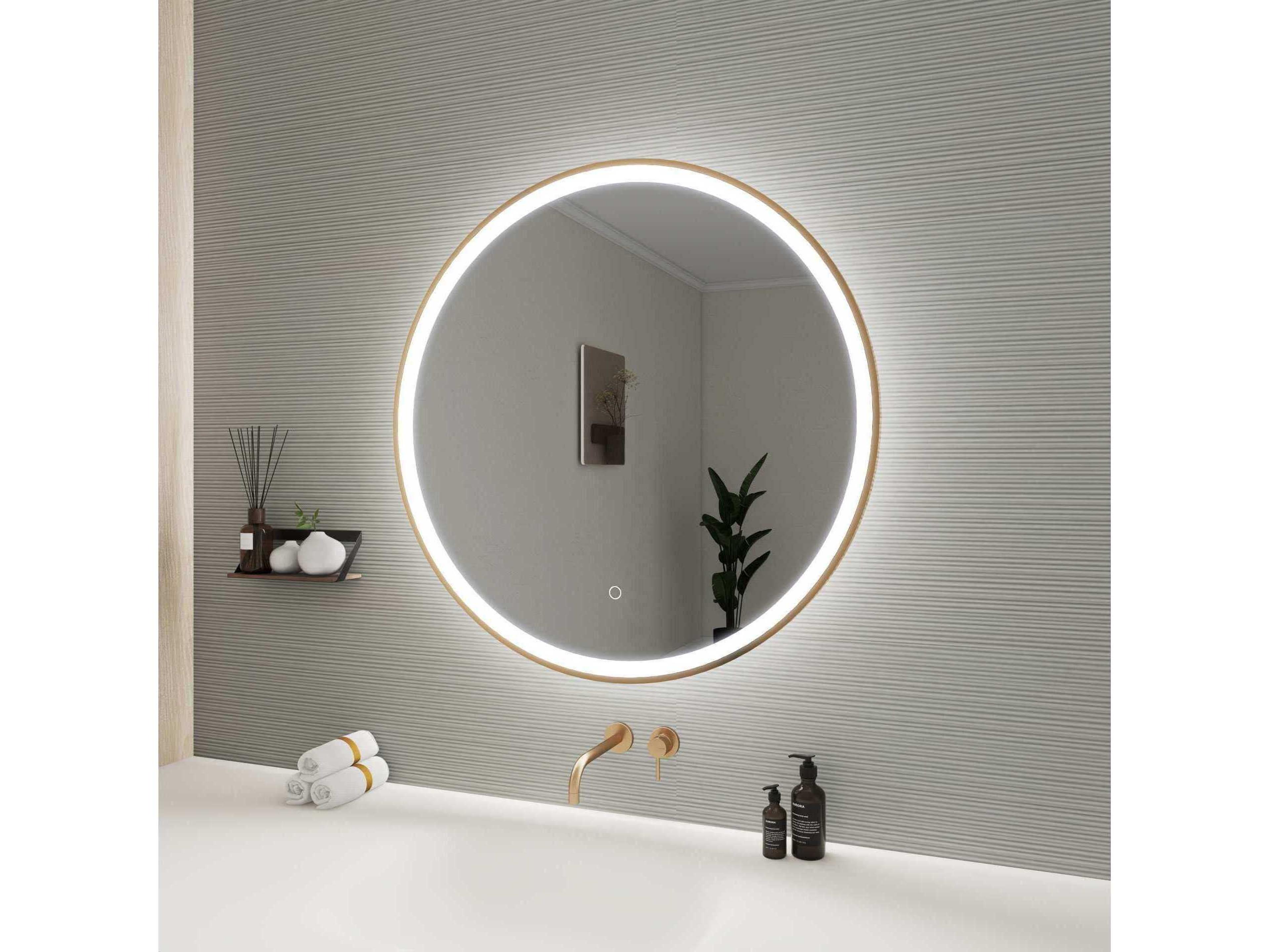 Elegant Lighting Harmoni Satin Gold Round Wall Mirror