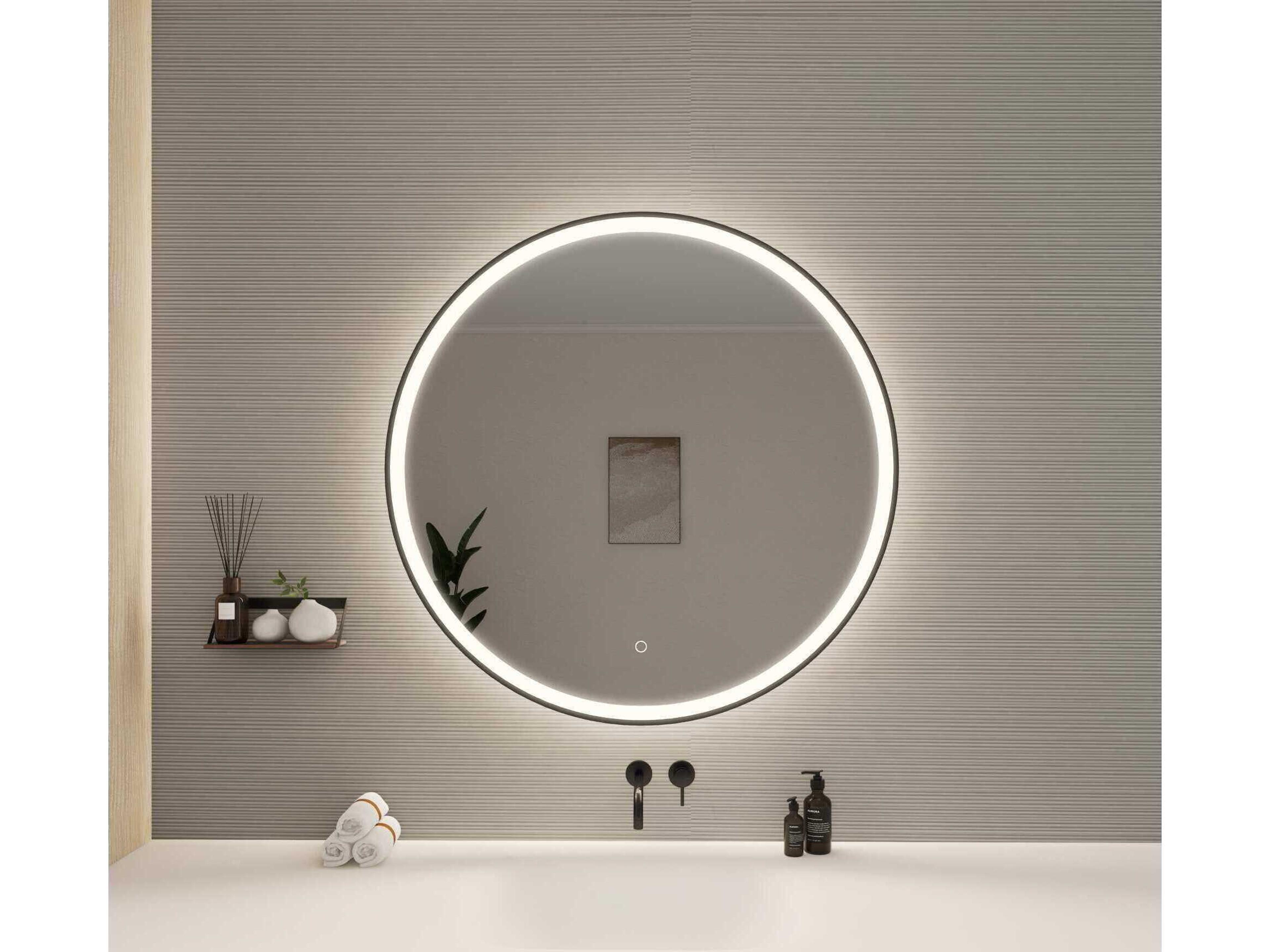 Elegant Lighting Harmoni Black Round Wall Mirror