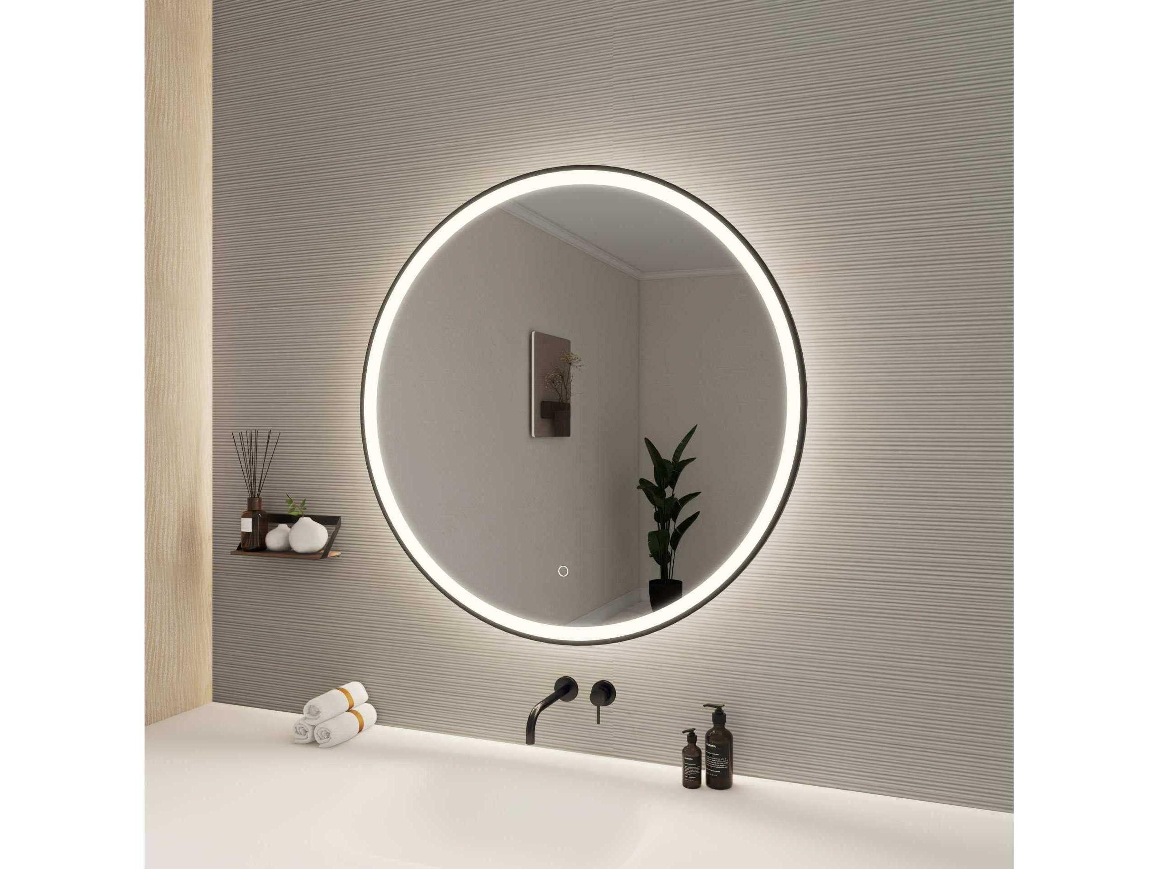 Elegant Lighting Harmoni Black Round Wall Mirror