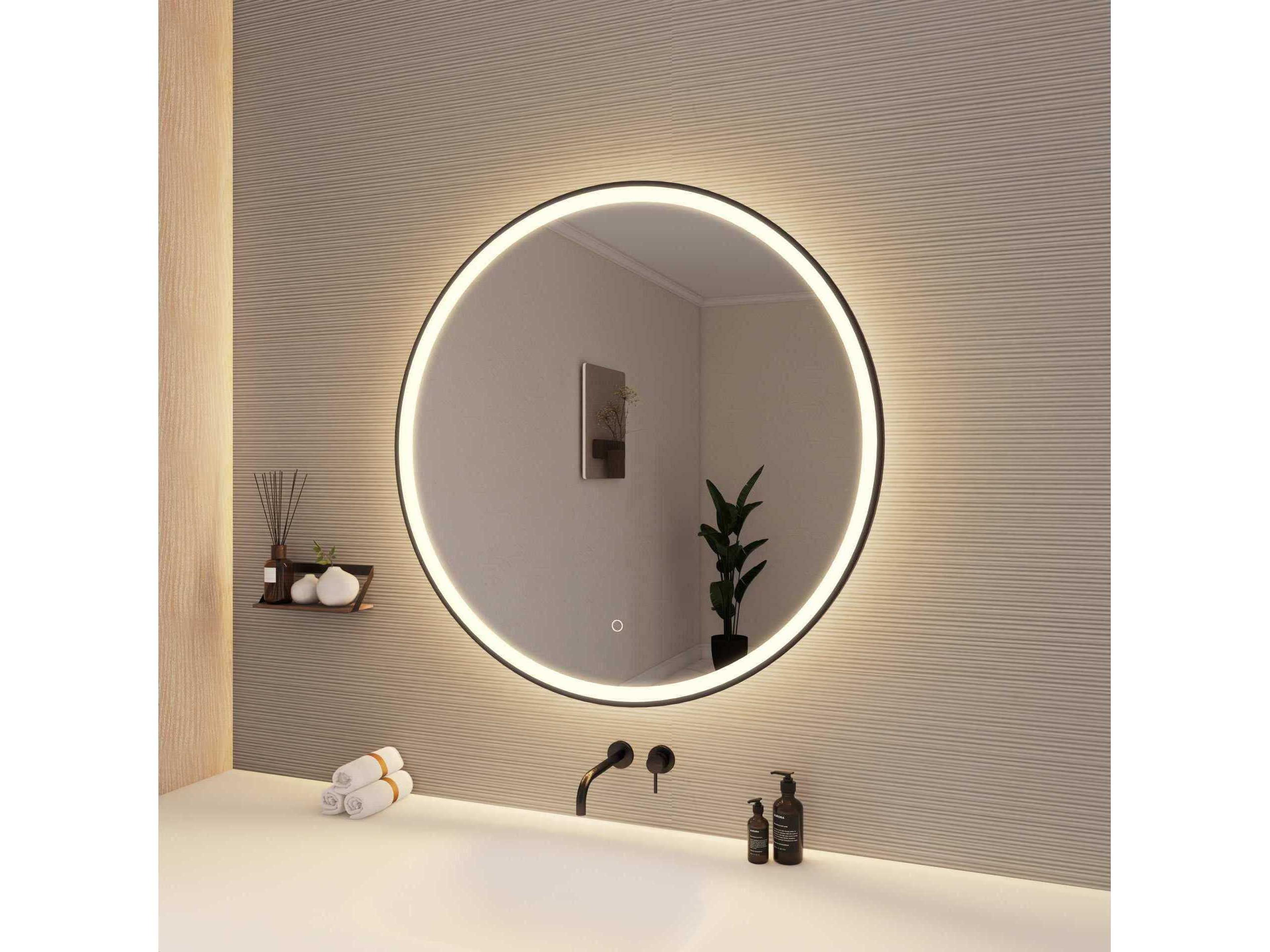 Elegant Lighting Harmoni Black Round Wall Mirror