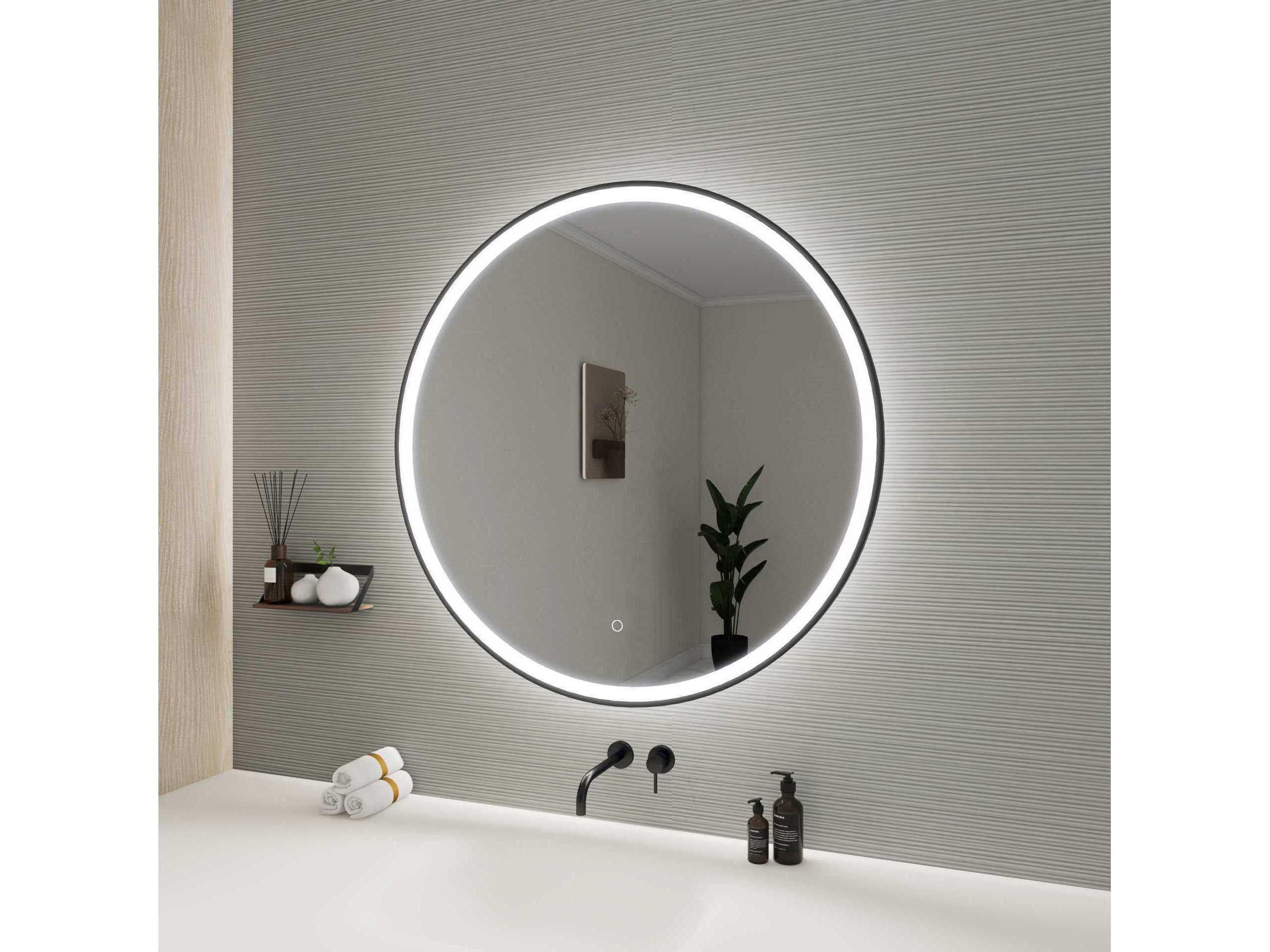 Elegant Lighting Harmoni Black Round Wall Mirror