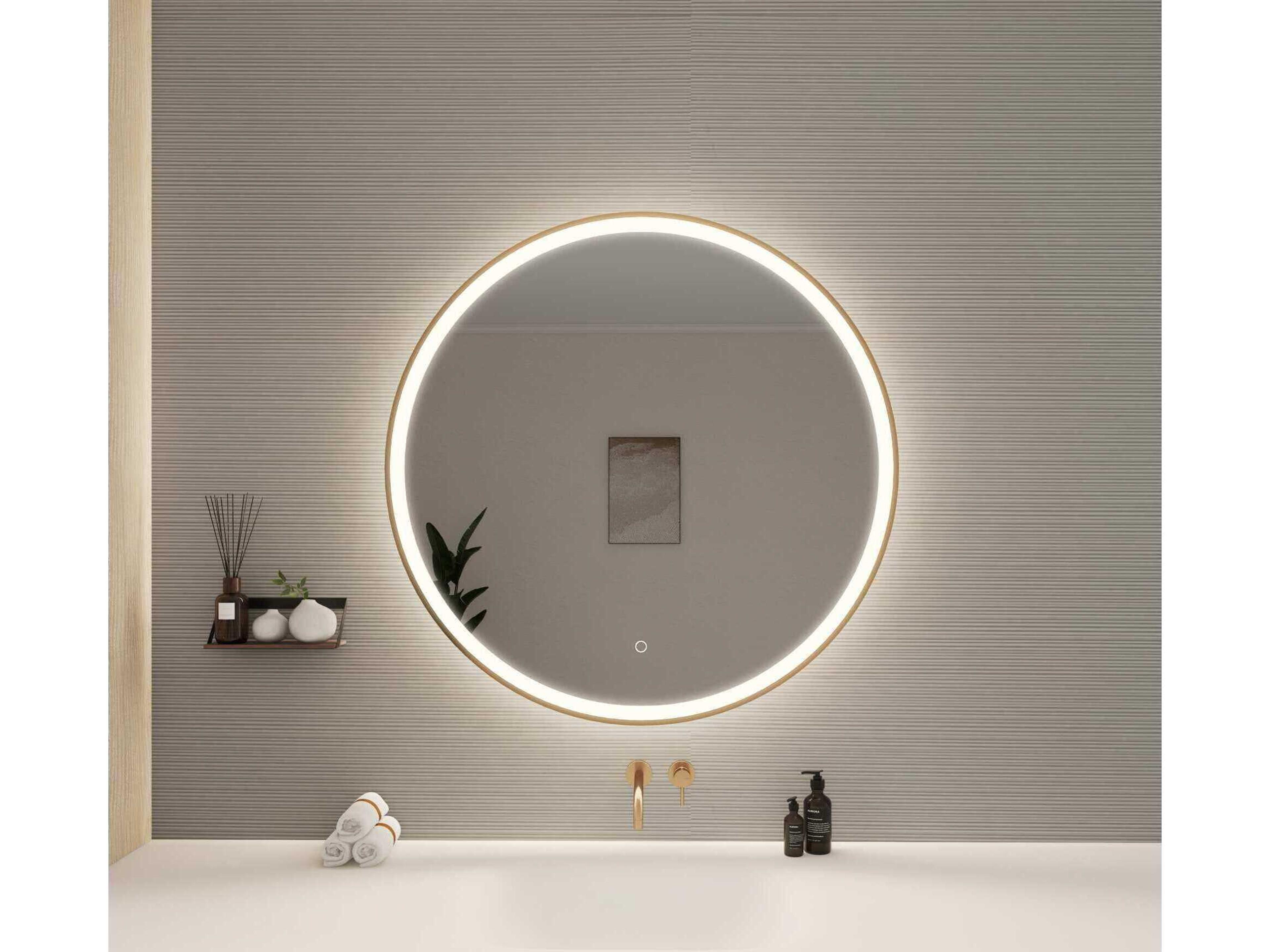 Elegant Lighting Harmoni Satin Gold Round Wall Mirror