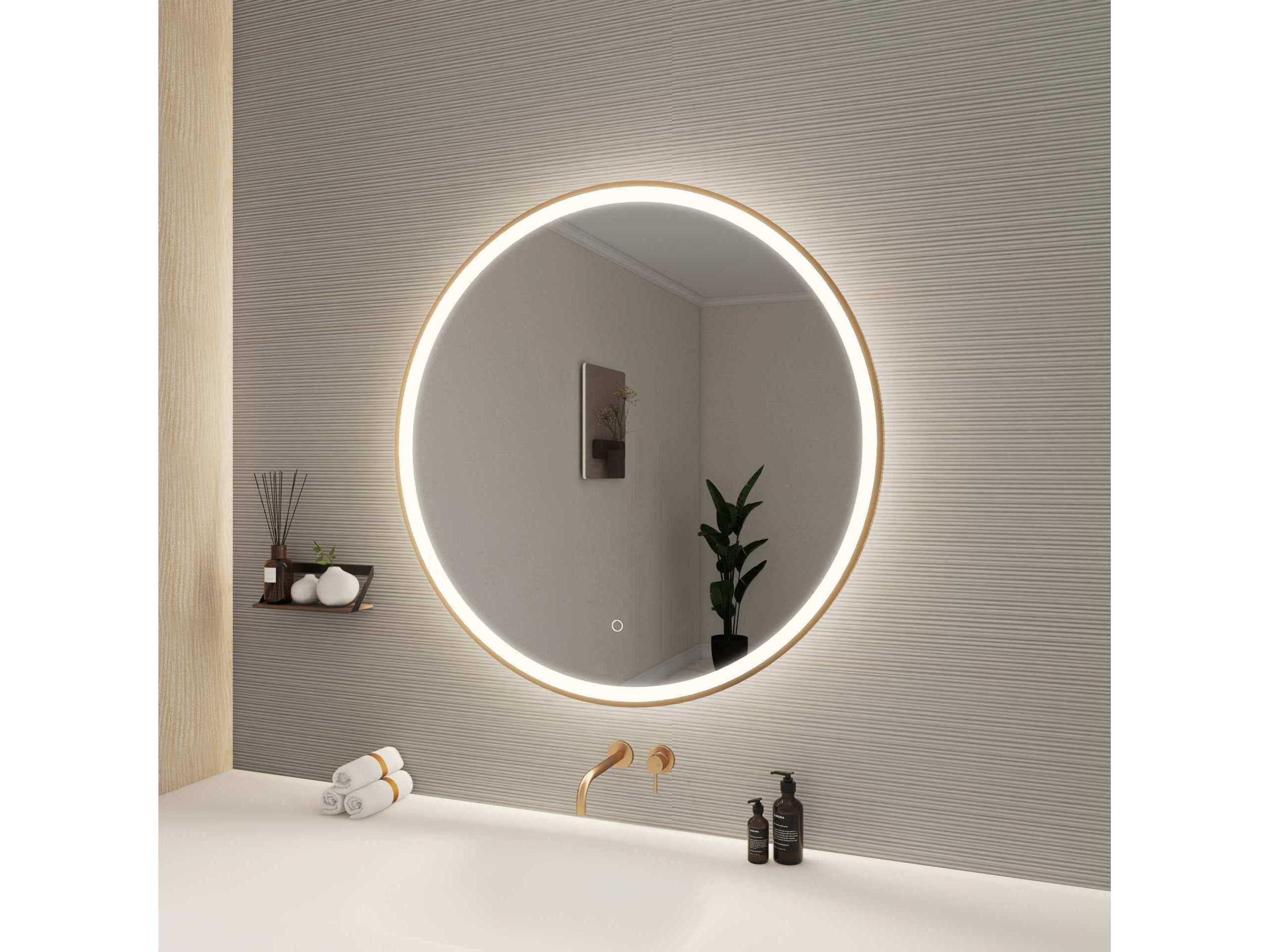 Elegant Lighting Harmoni Satin Gold Round Wall Mirror