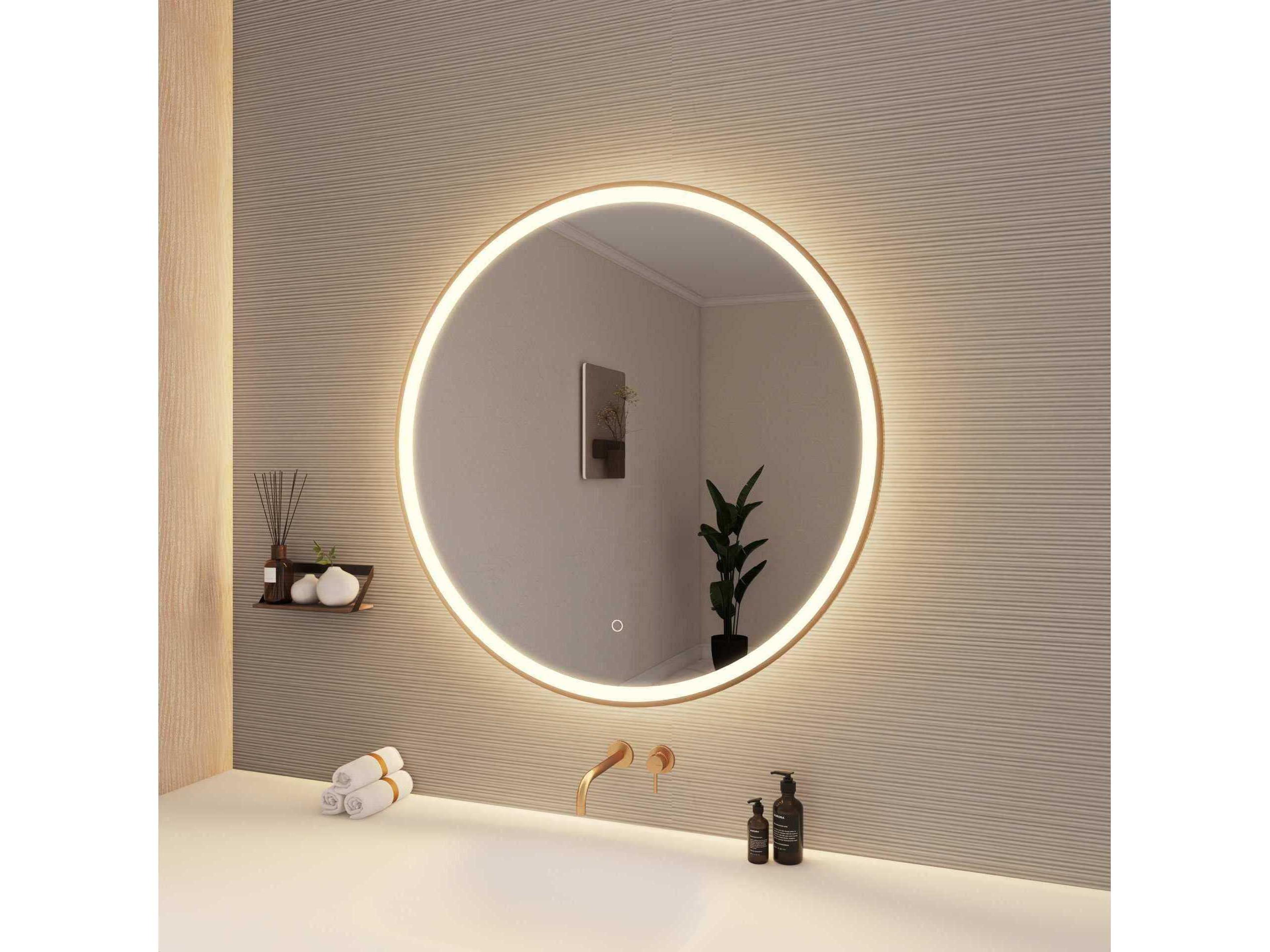 Elegant Lighting Harmoni Satin Gold Round Wall Mirror