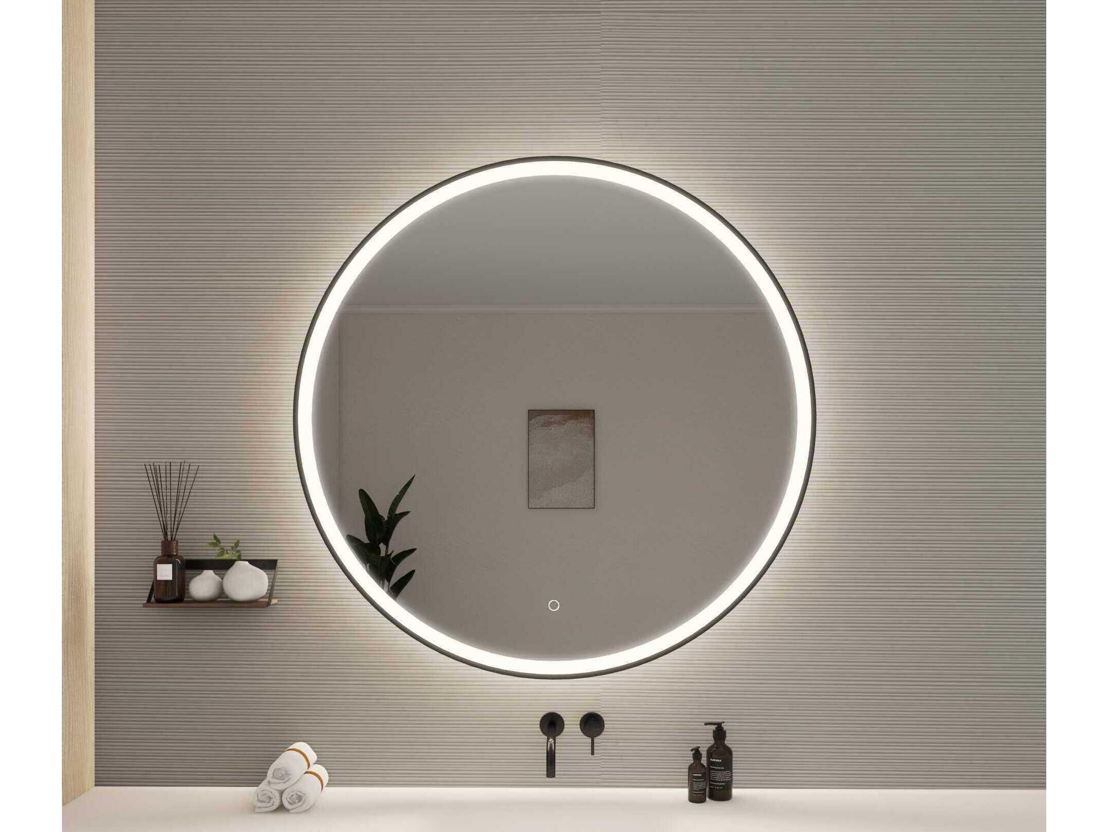 Elegant Lighting Harmoni Black Round Wall Mirror