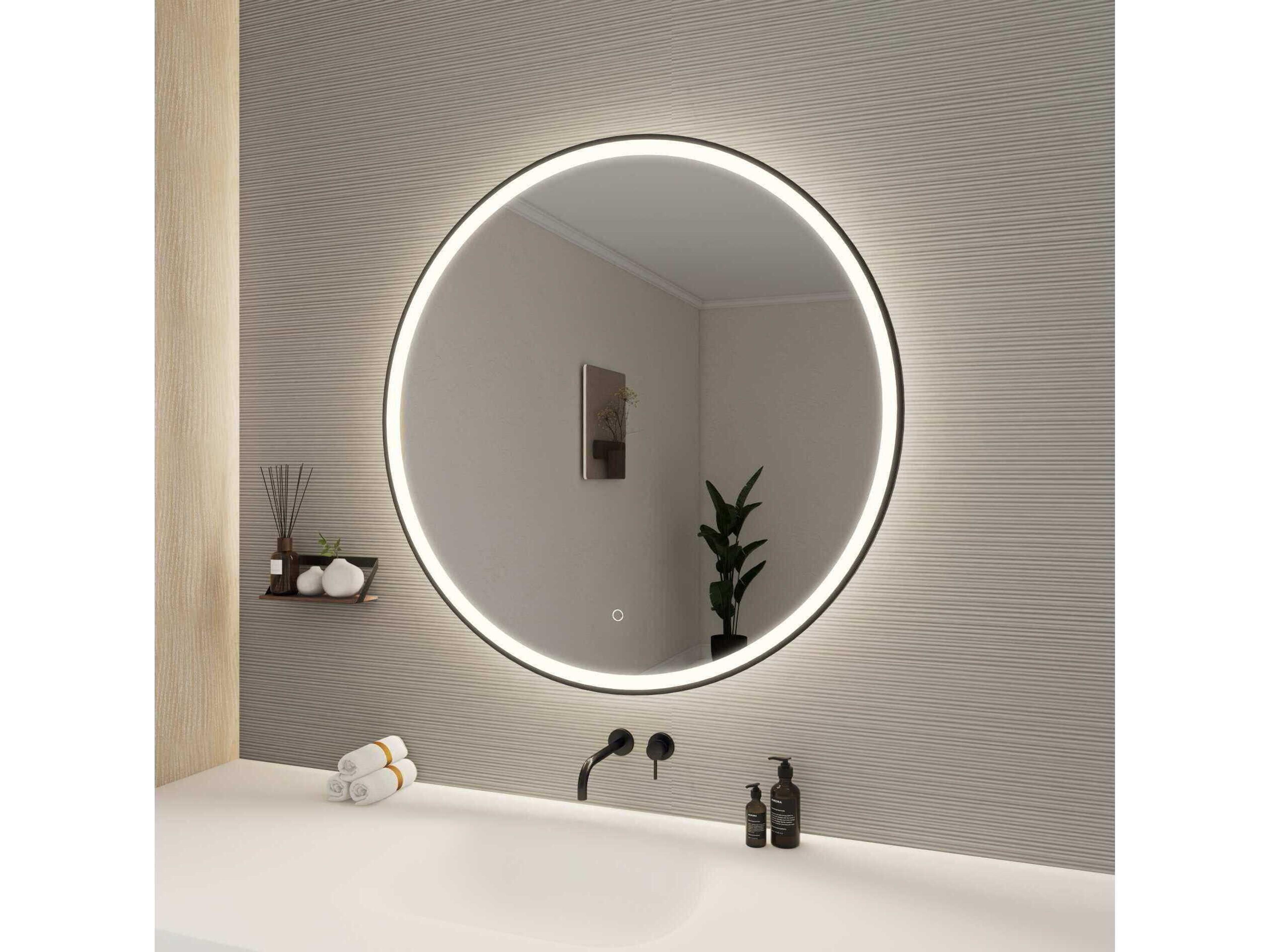 Elegant Lighting Harmoni Black Round Wall Mirror