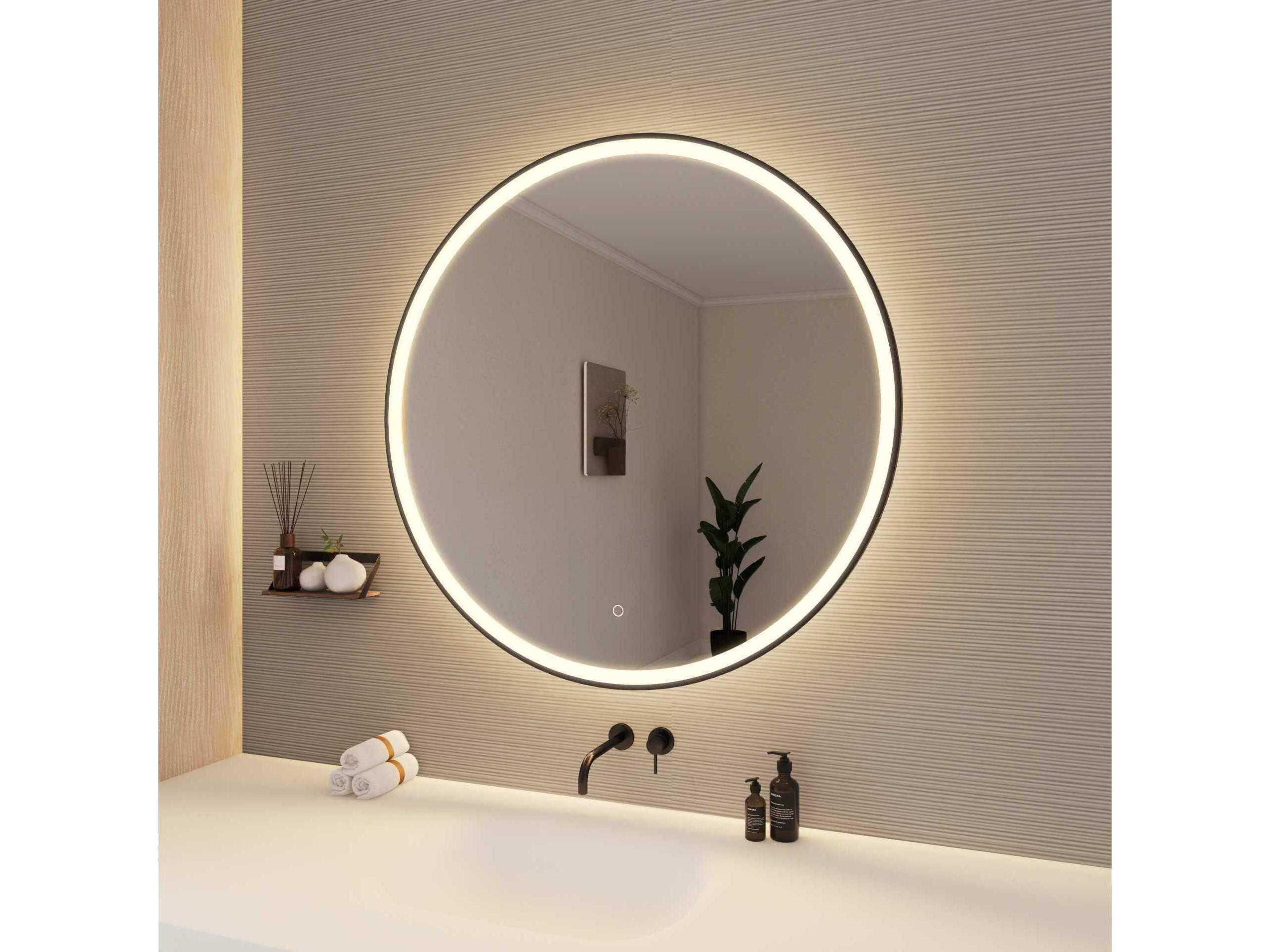 Elegant Lighting Harmoni Black Round Wall Mirror