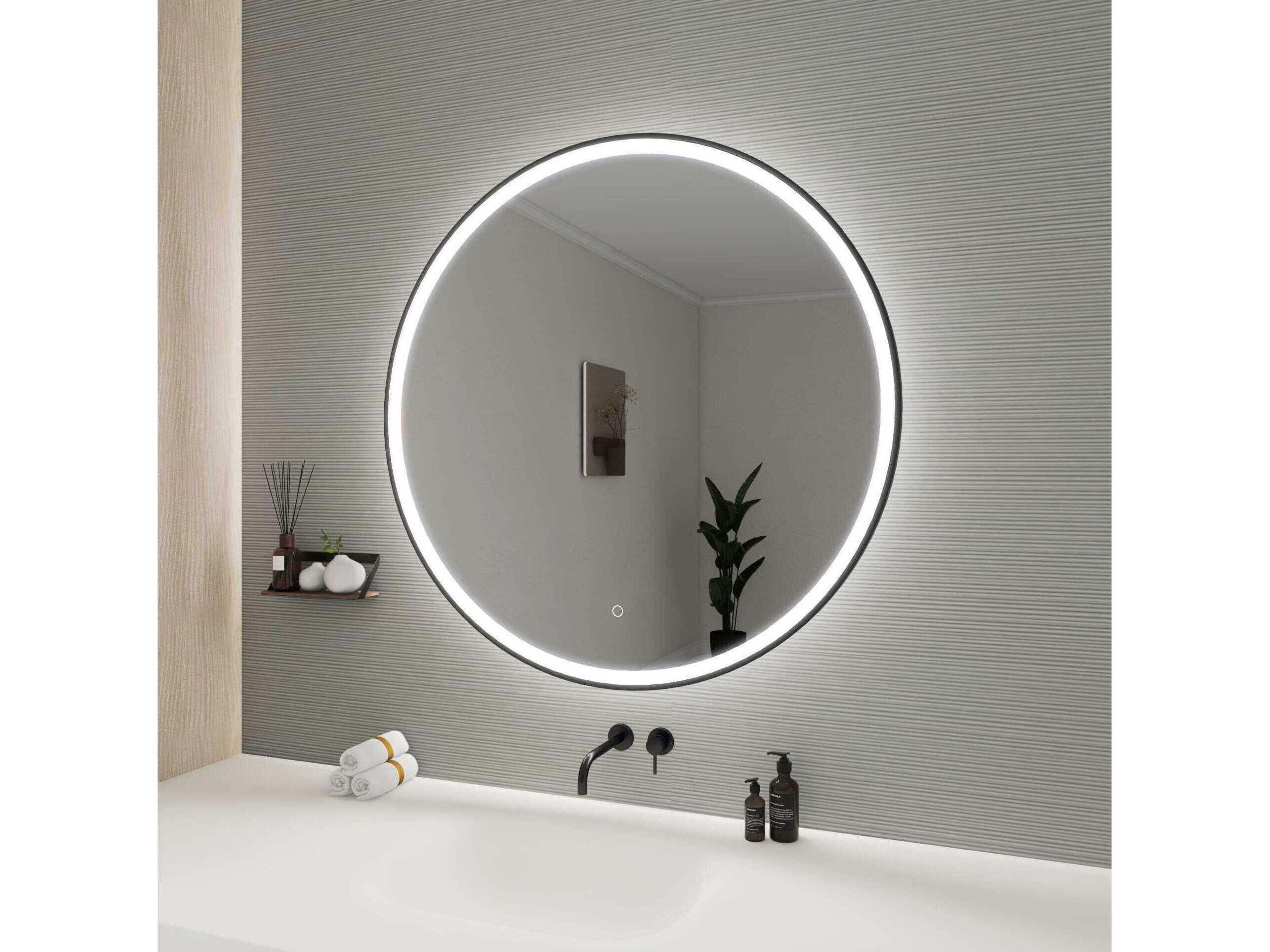 Elegant Lighting Harmoni Black Round Wall Mirror