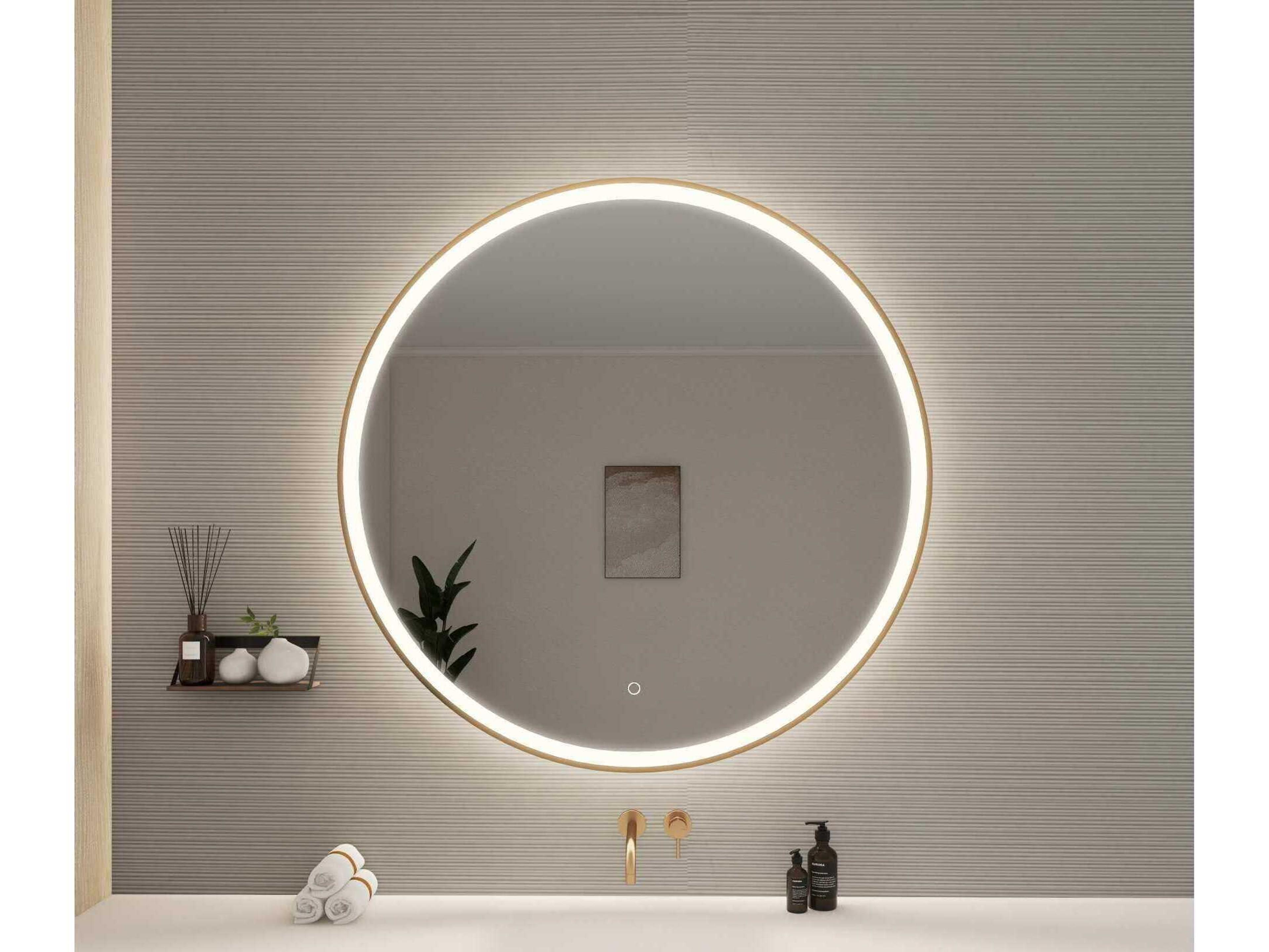 Elegant Lighting Harmoni Satin Gold Round Wall Mirror