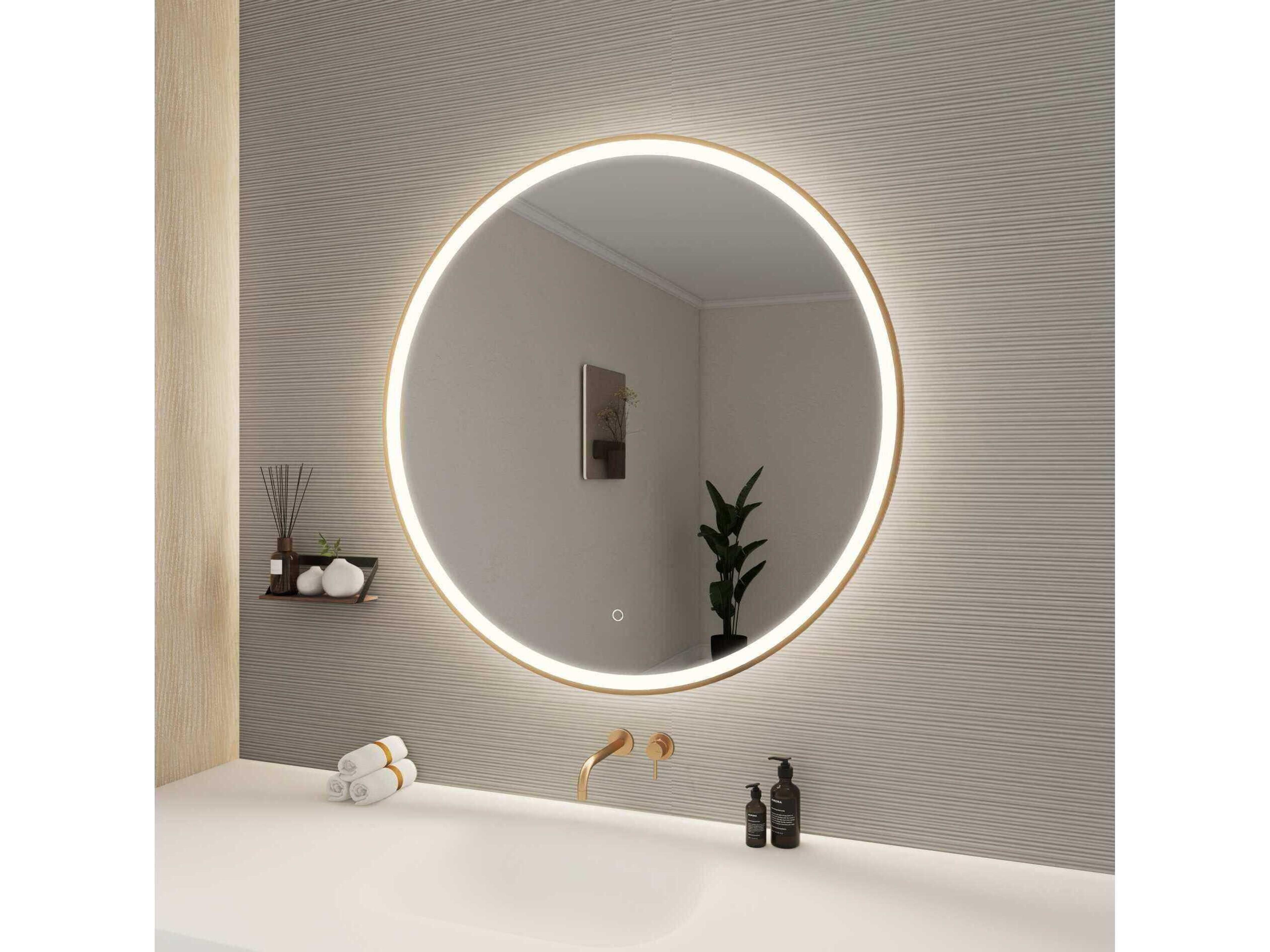 Elegant Lighting Harmoni Satin Gold Round Wall Mirror
