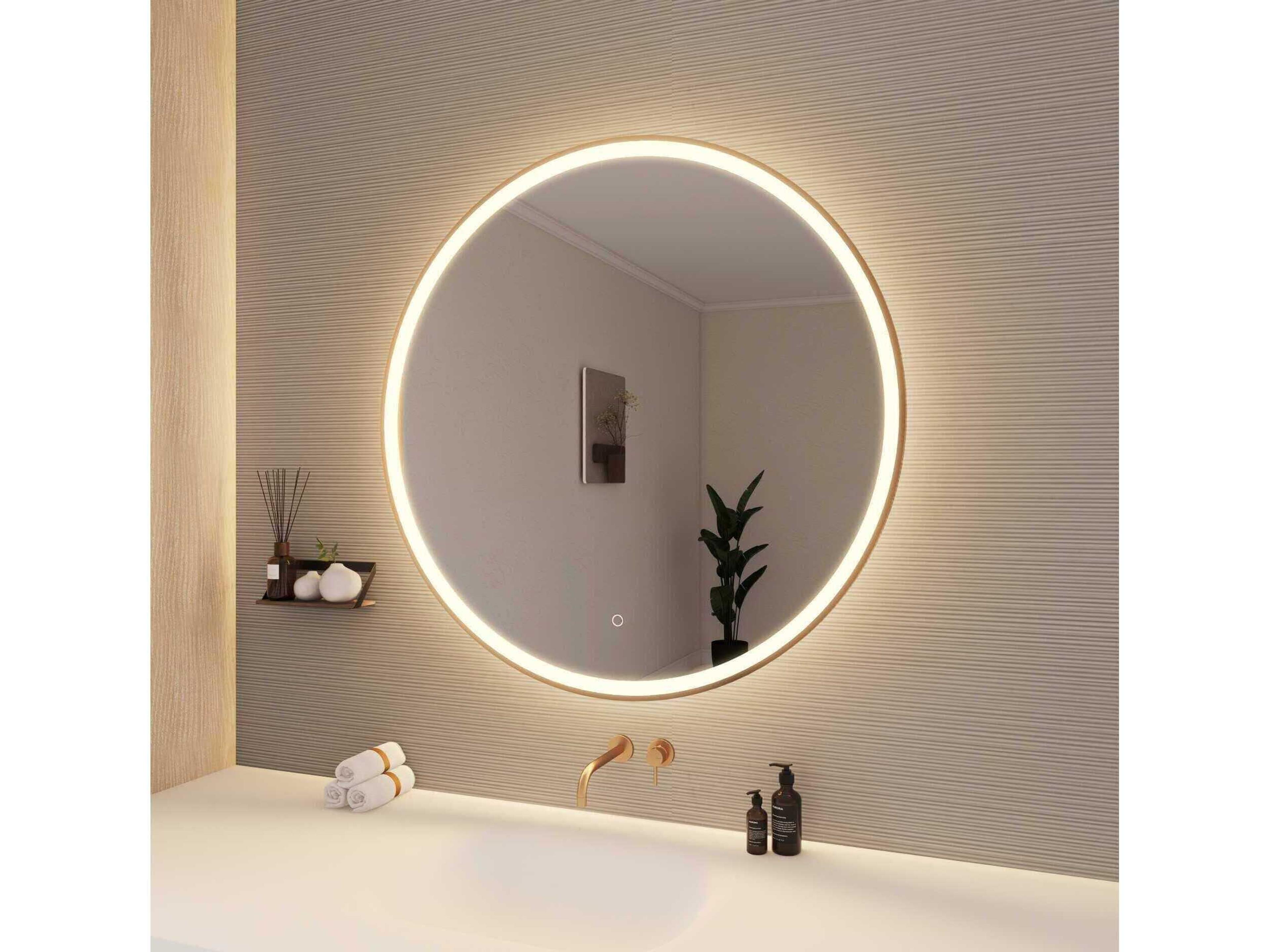 Elegant Lighting Harmoni Satin Gold Round Wall Mirror