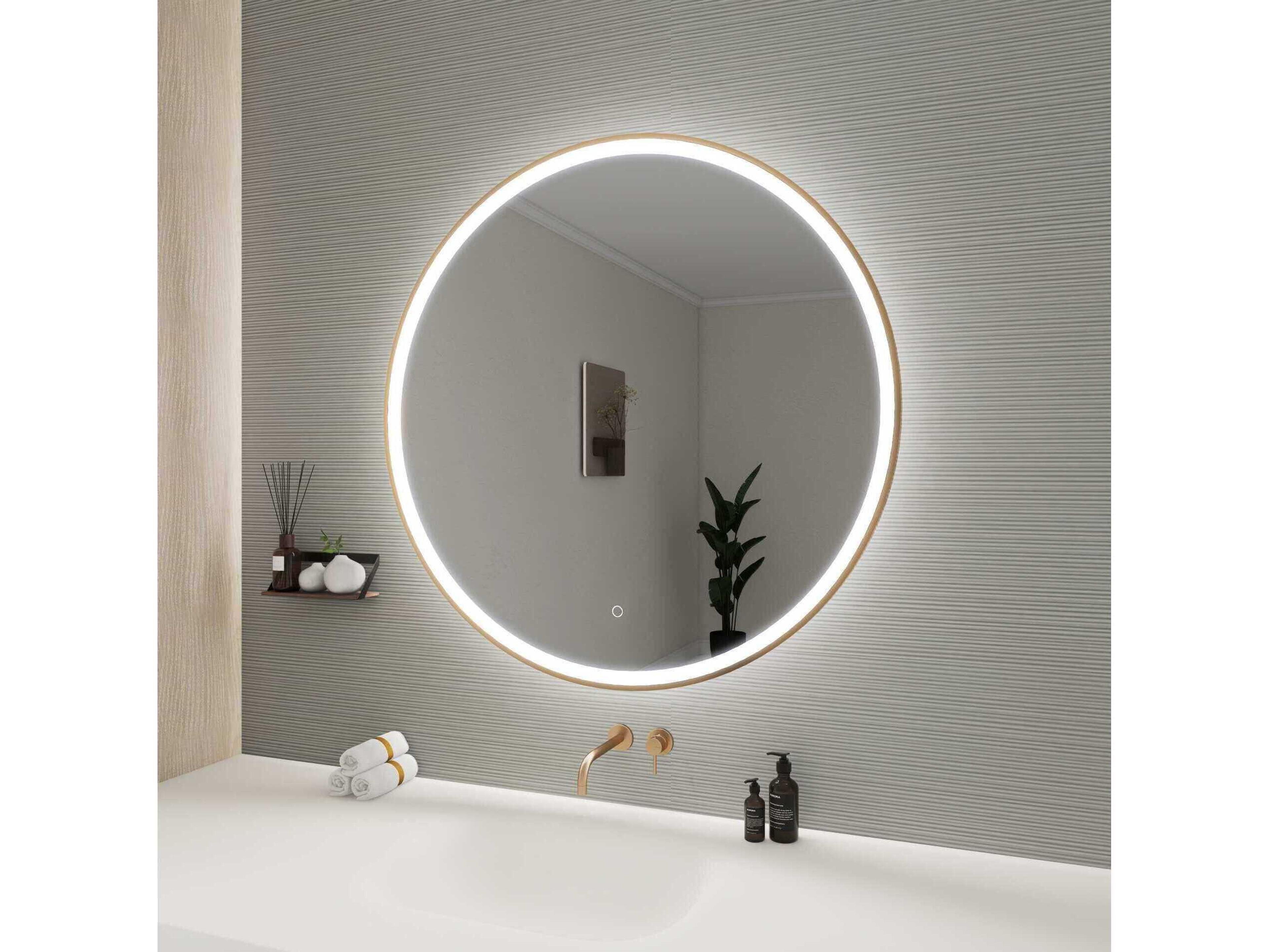 Elegant Lighting Harmoni Satin Gold Round Wall Mirror