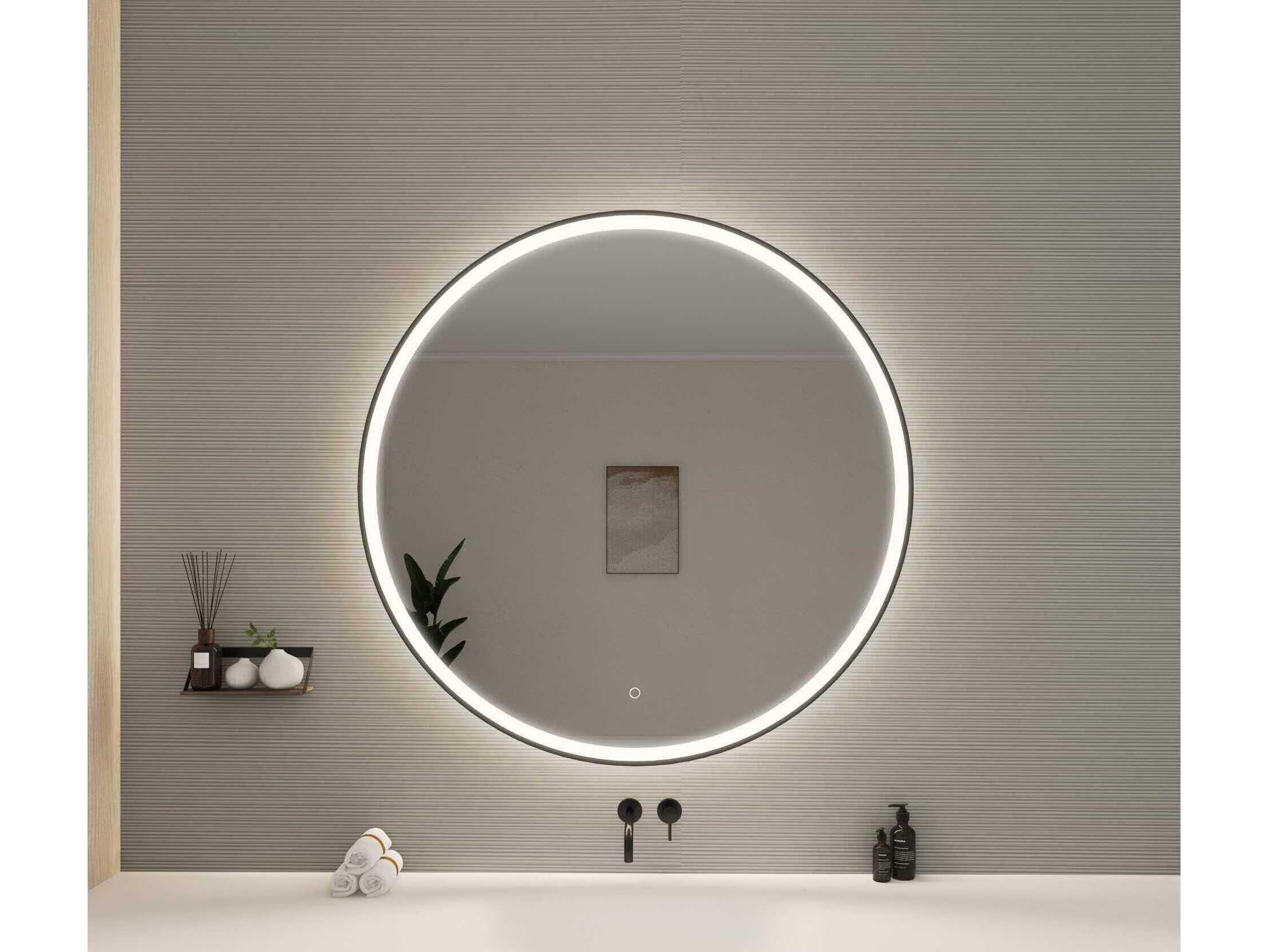 Elegant Lighting Harmoni Black Round Wall Mirror