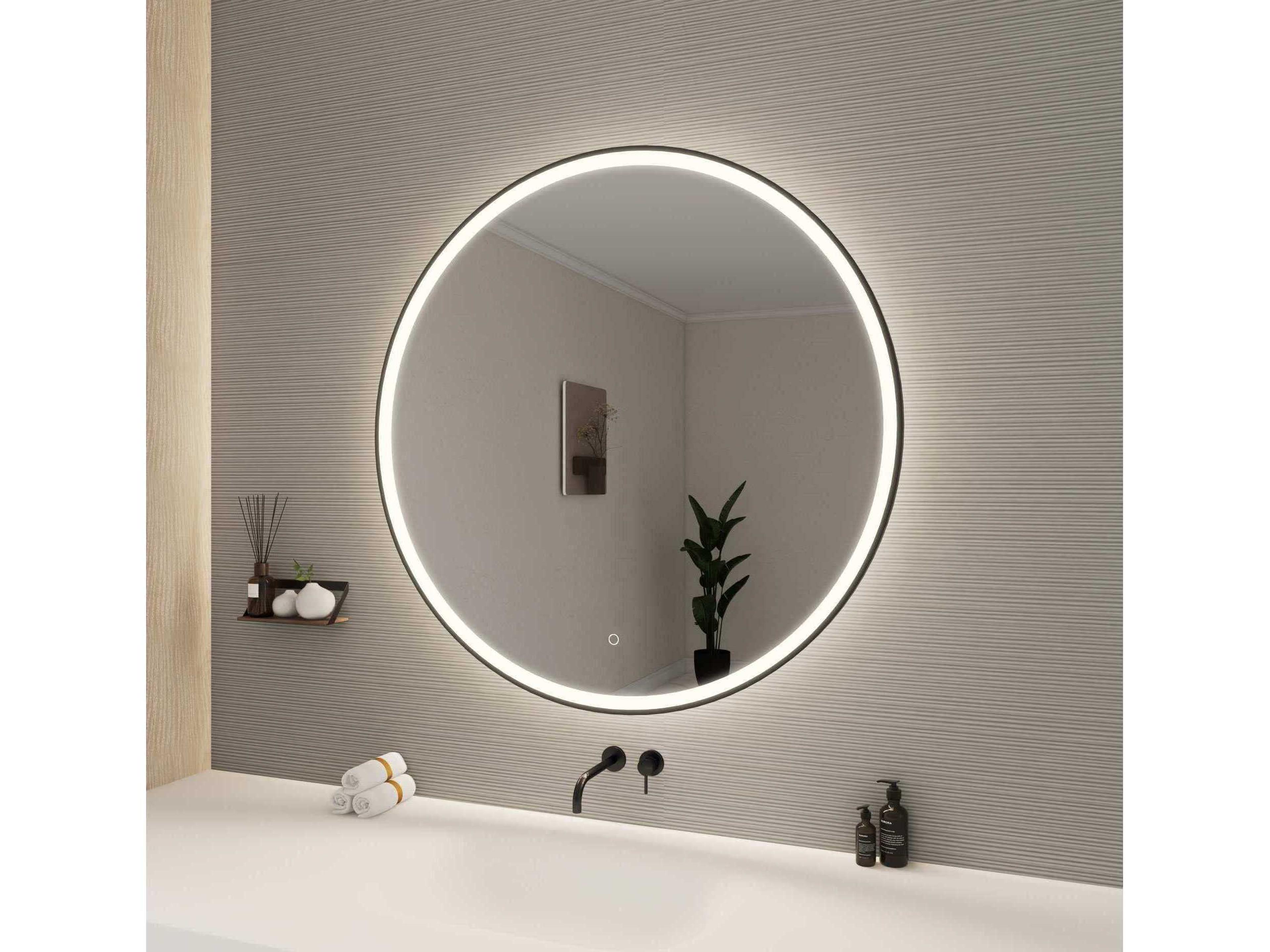 Elegant Lighting Harmoni Black Round Wall Mirror