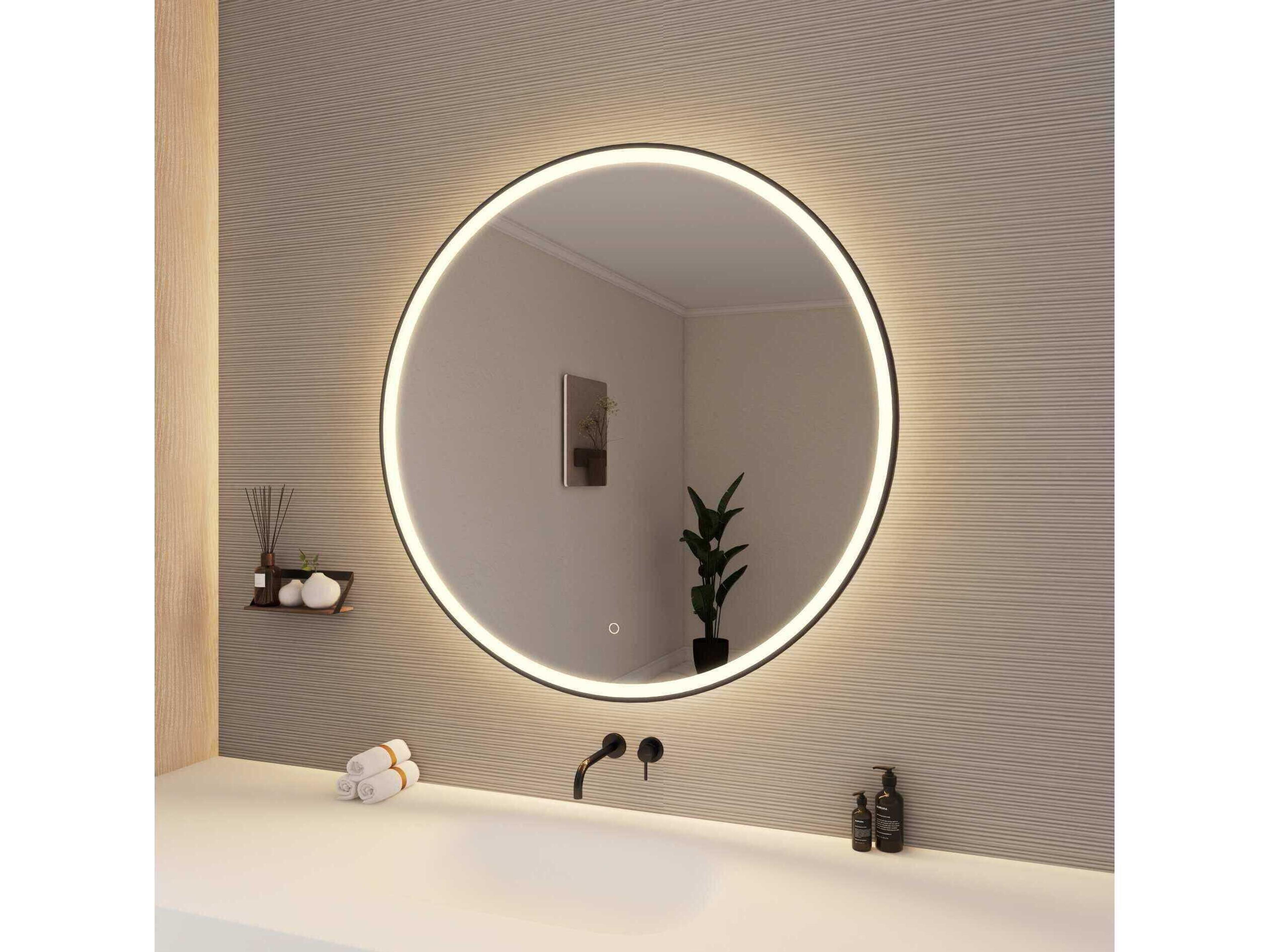 Elegant Lighting Harmoni Black Round Wall Mirror