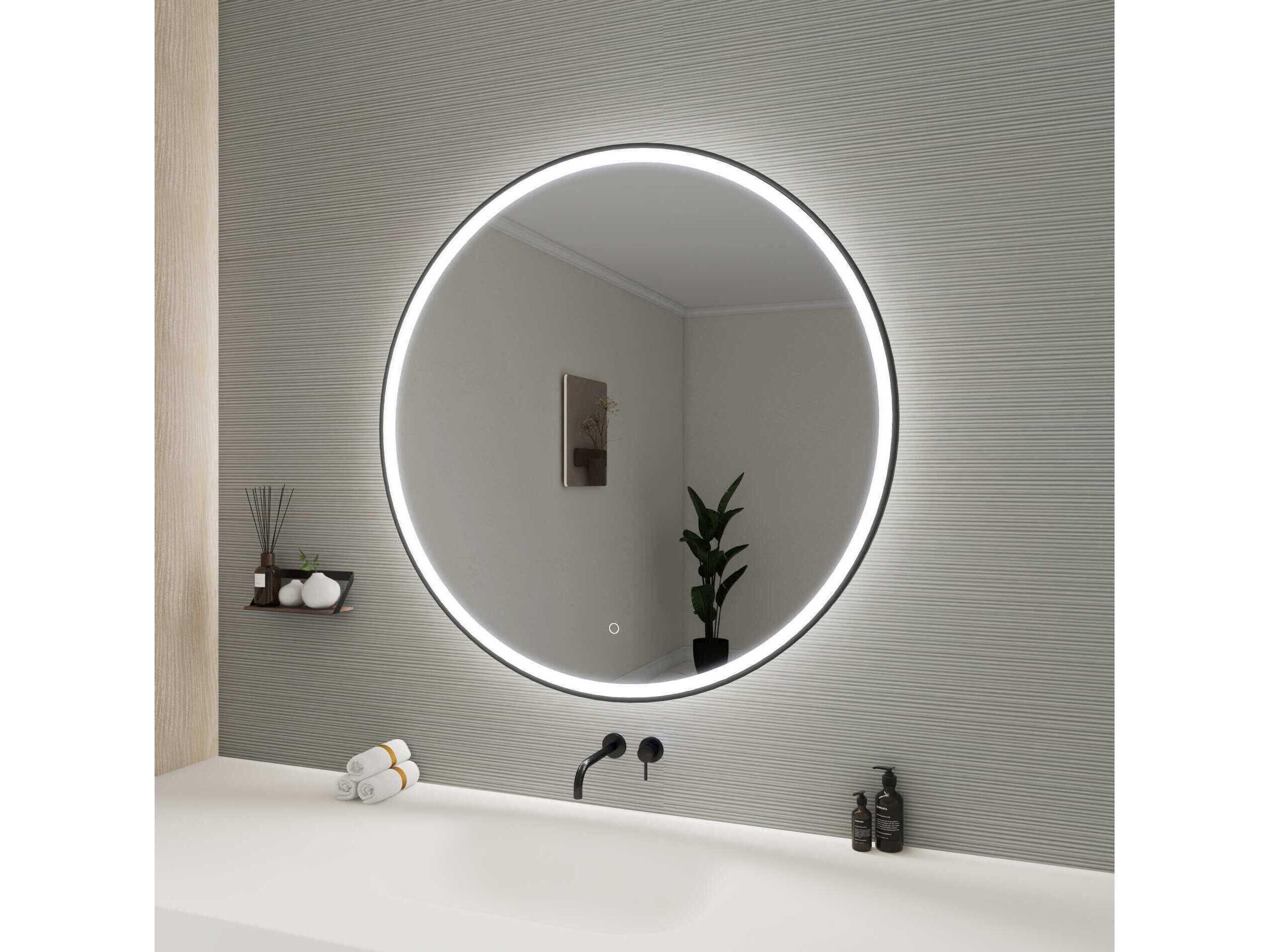 Elegant Lighting Harmoni Black Round Wall Mirror