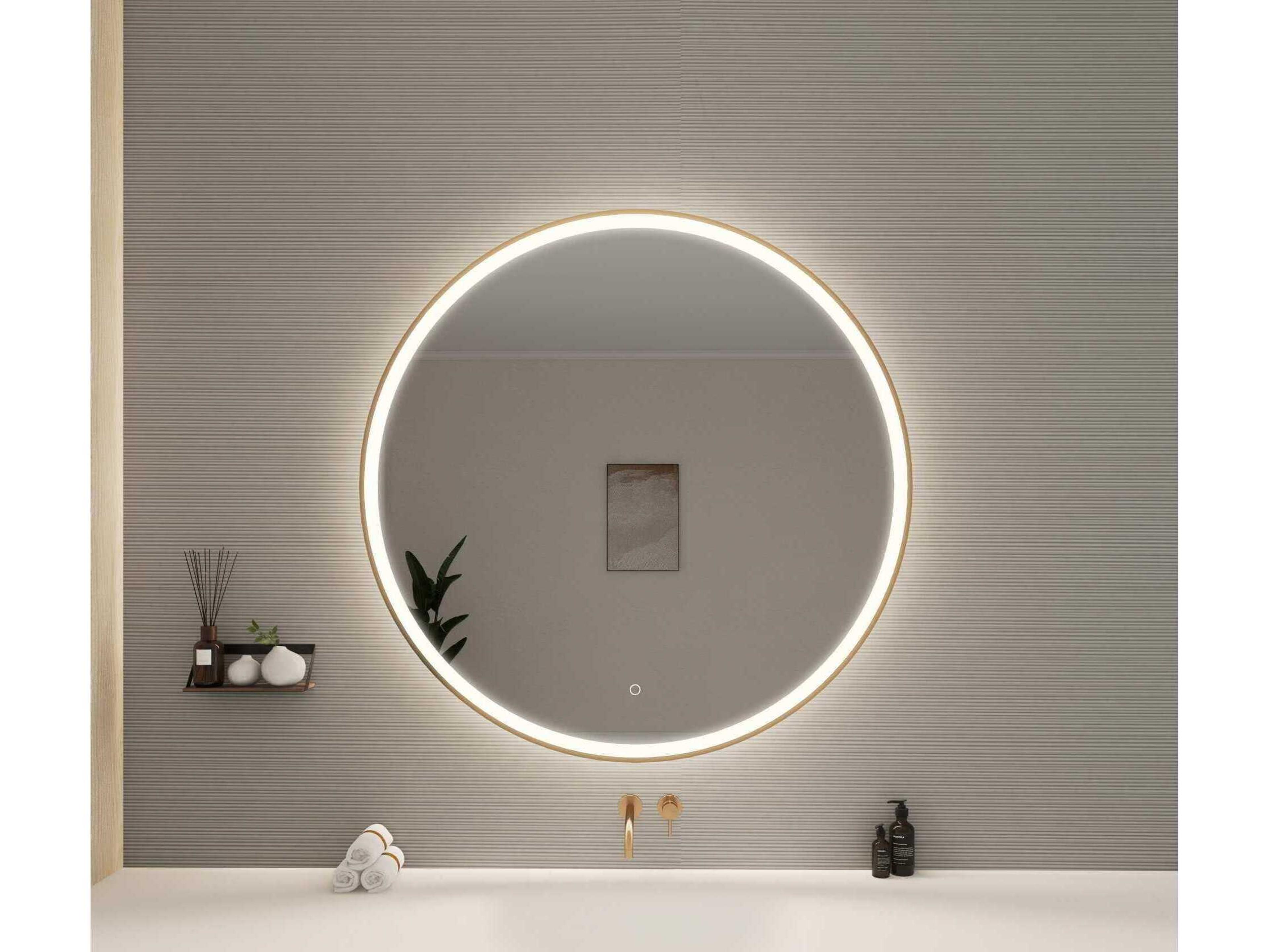 Elegant Lighting Harmoni Satin Gold Round Wall Mirror