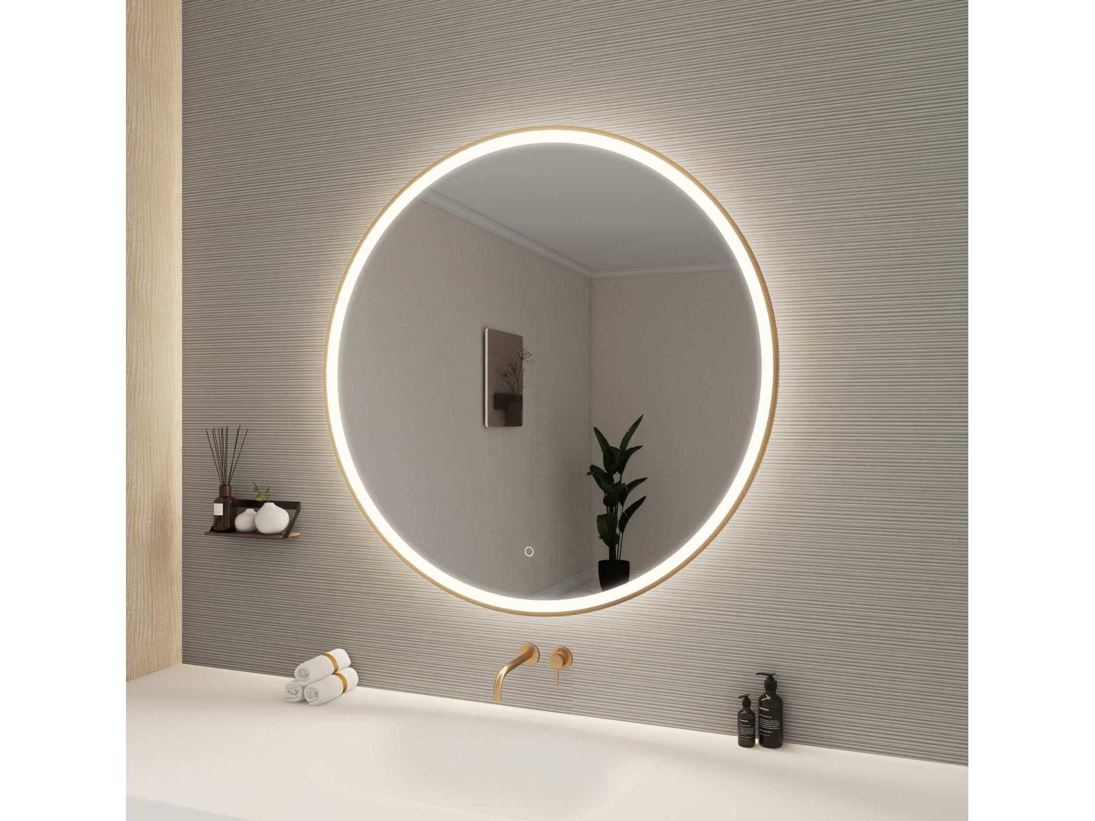 Elegant Lighting Harmoni Satin Gold Round Wall Mirror