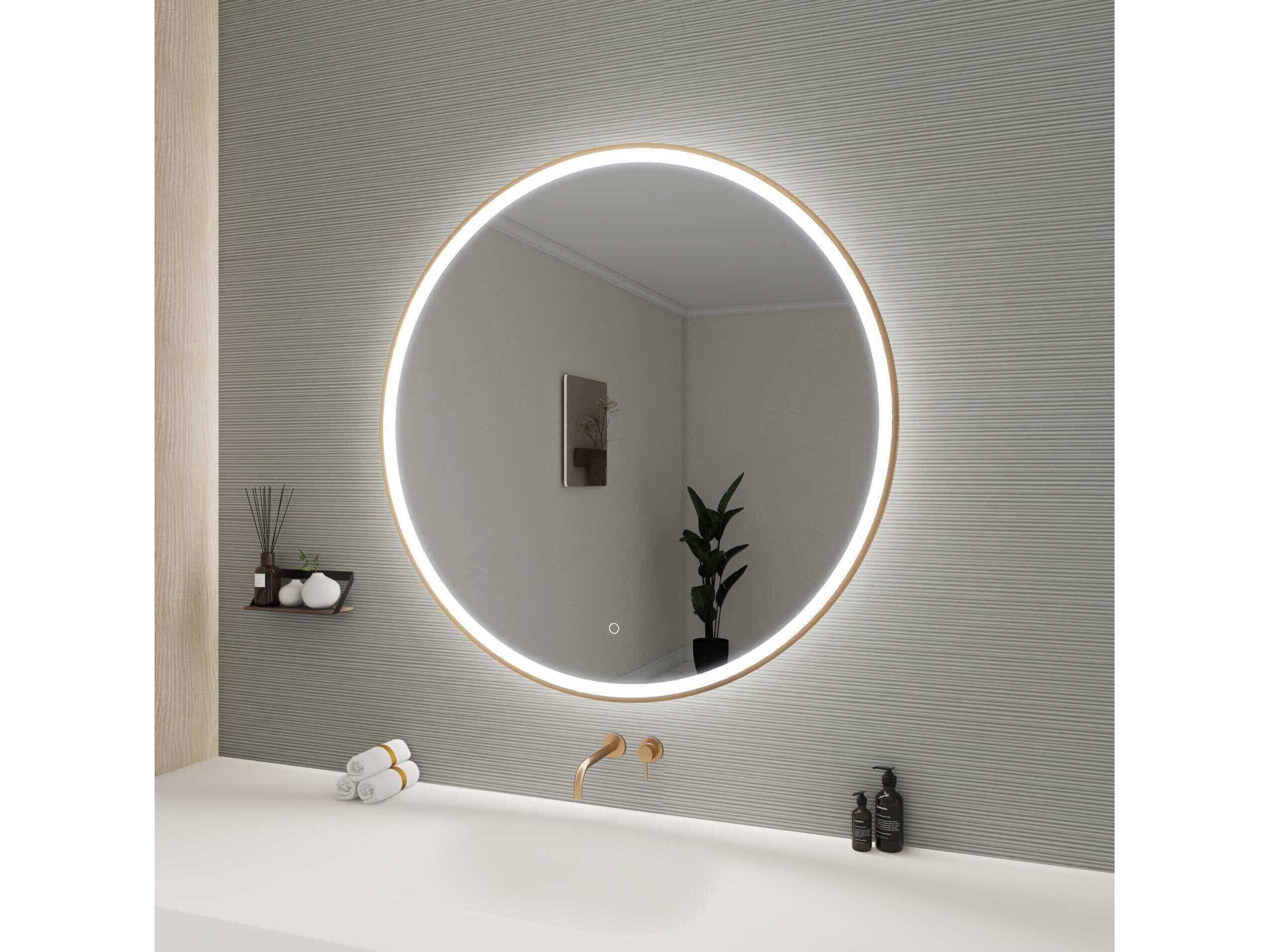 Elegant Lighting Harmoni Satin Gold Round Wall Mirror