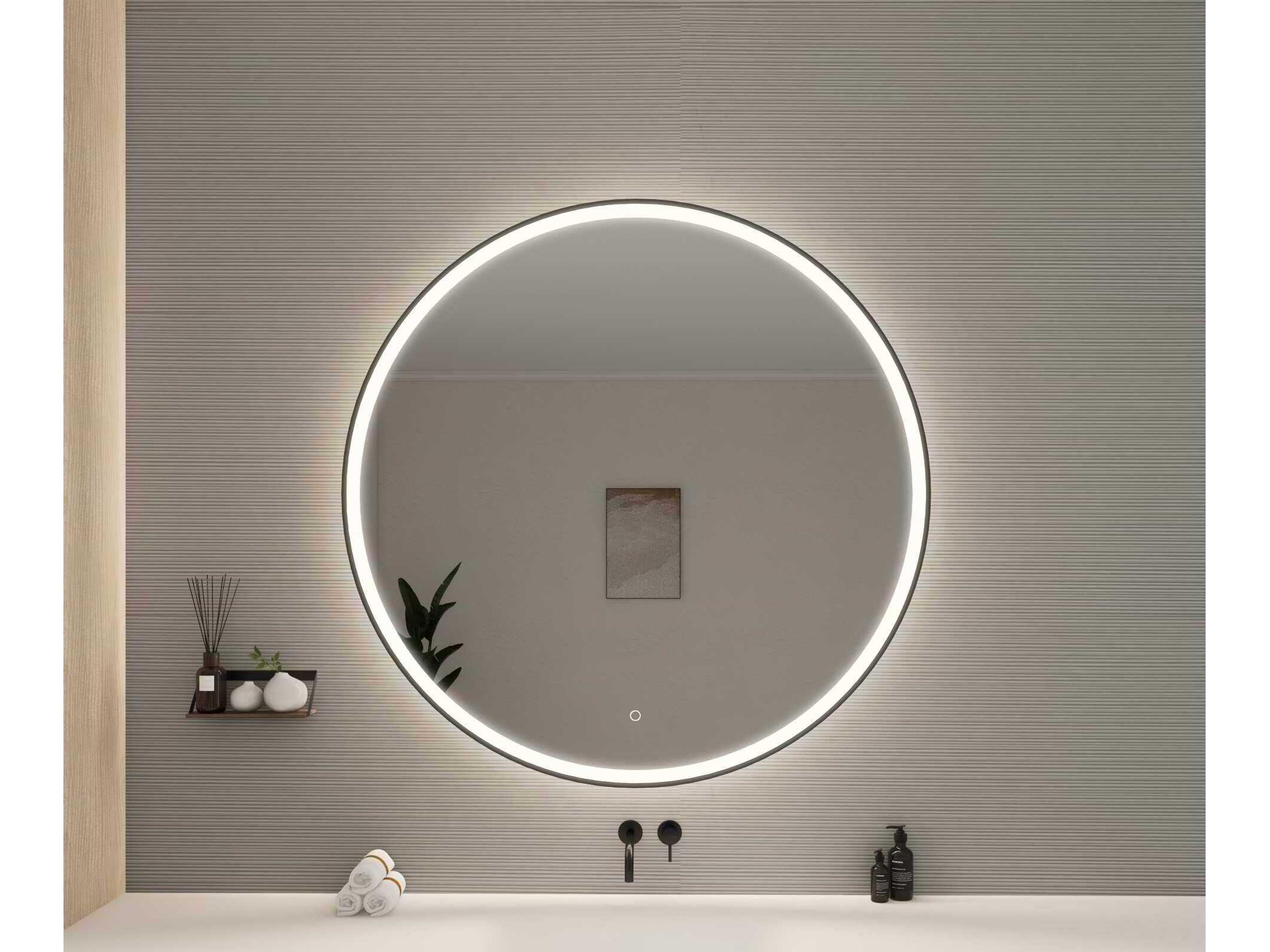 Elegant Lighting Harmoni Black Round Wall Mirror