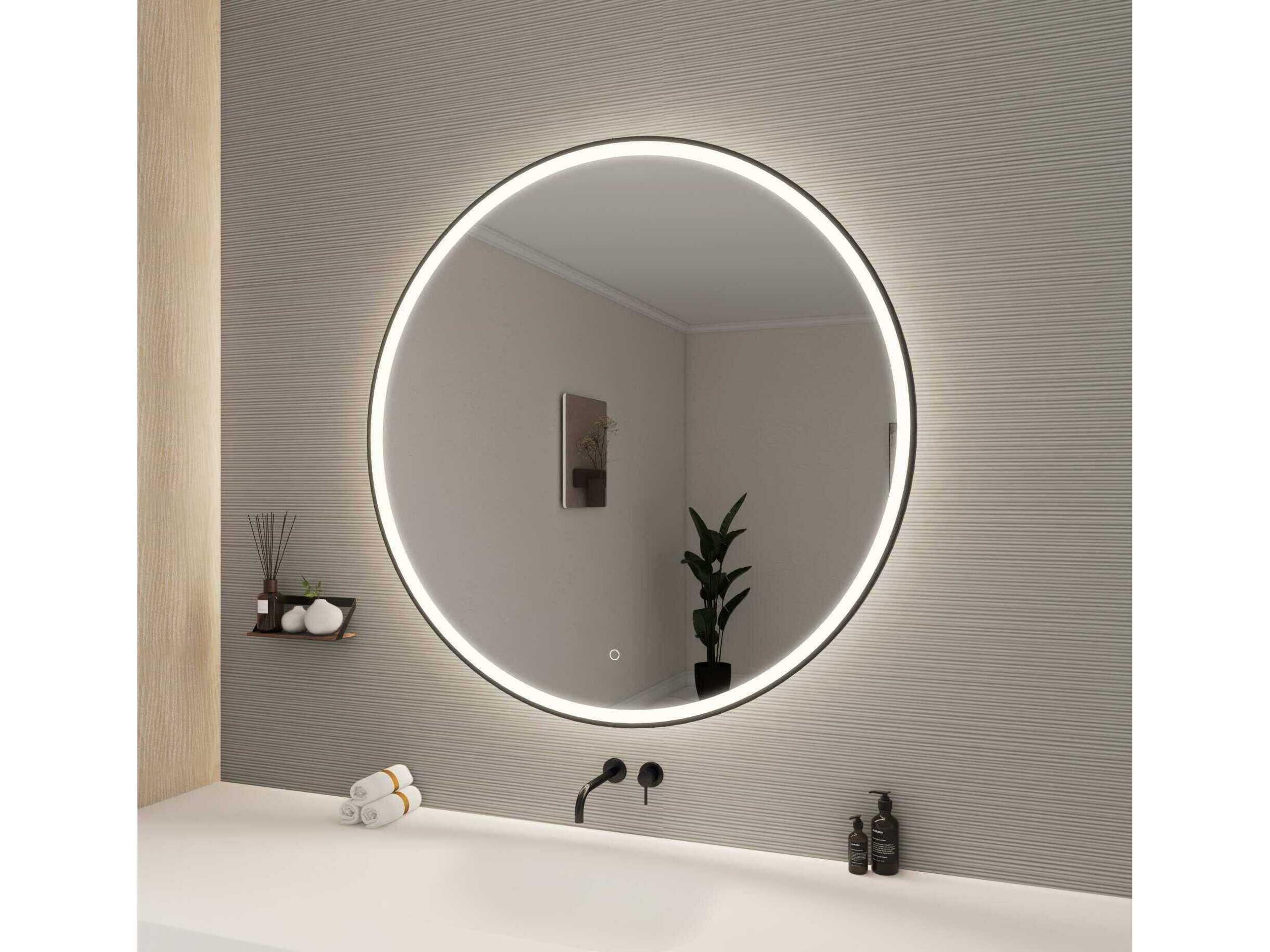 Elegant Lighting Harmoni Black Round Wall Mirror