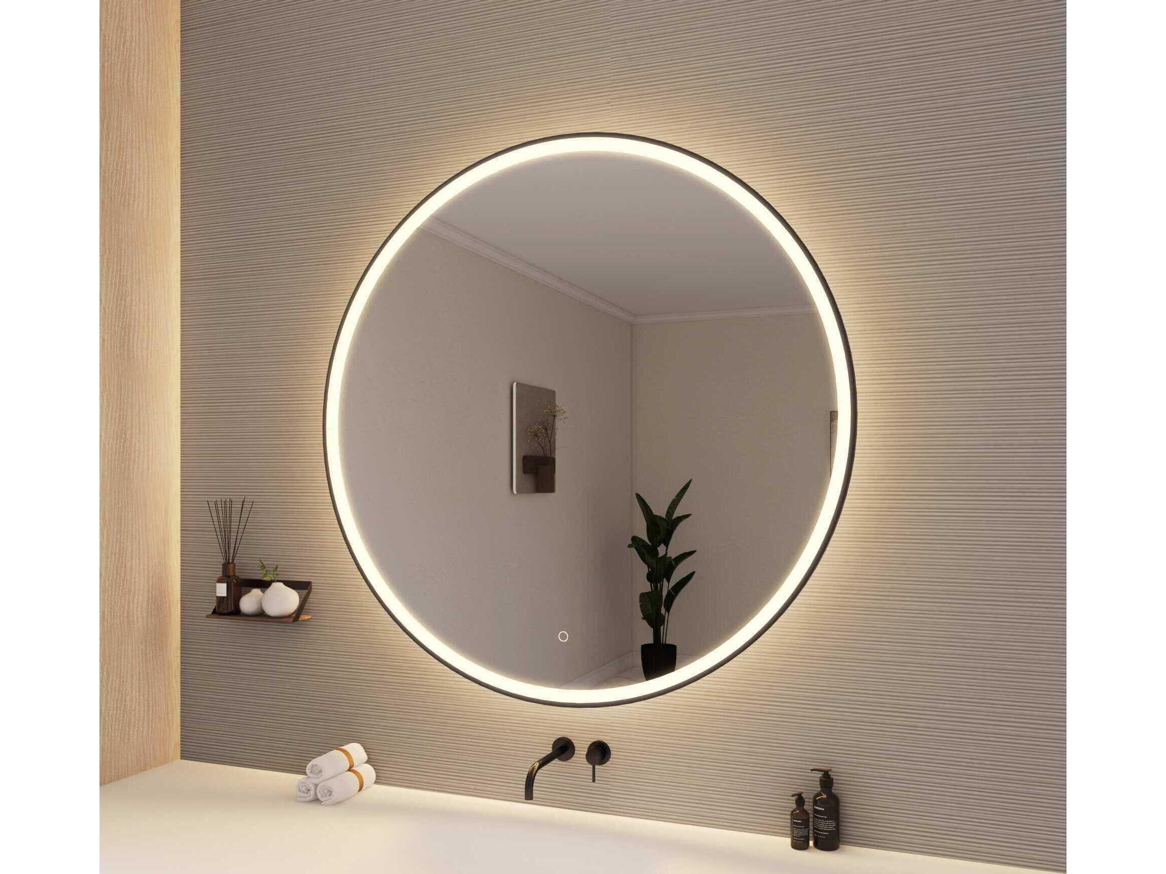 Elegant Lighting Harmoni Black Round Wall Mirror