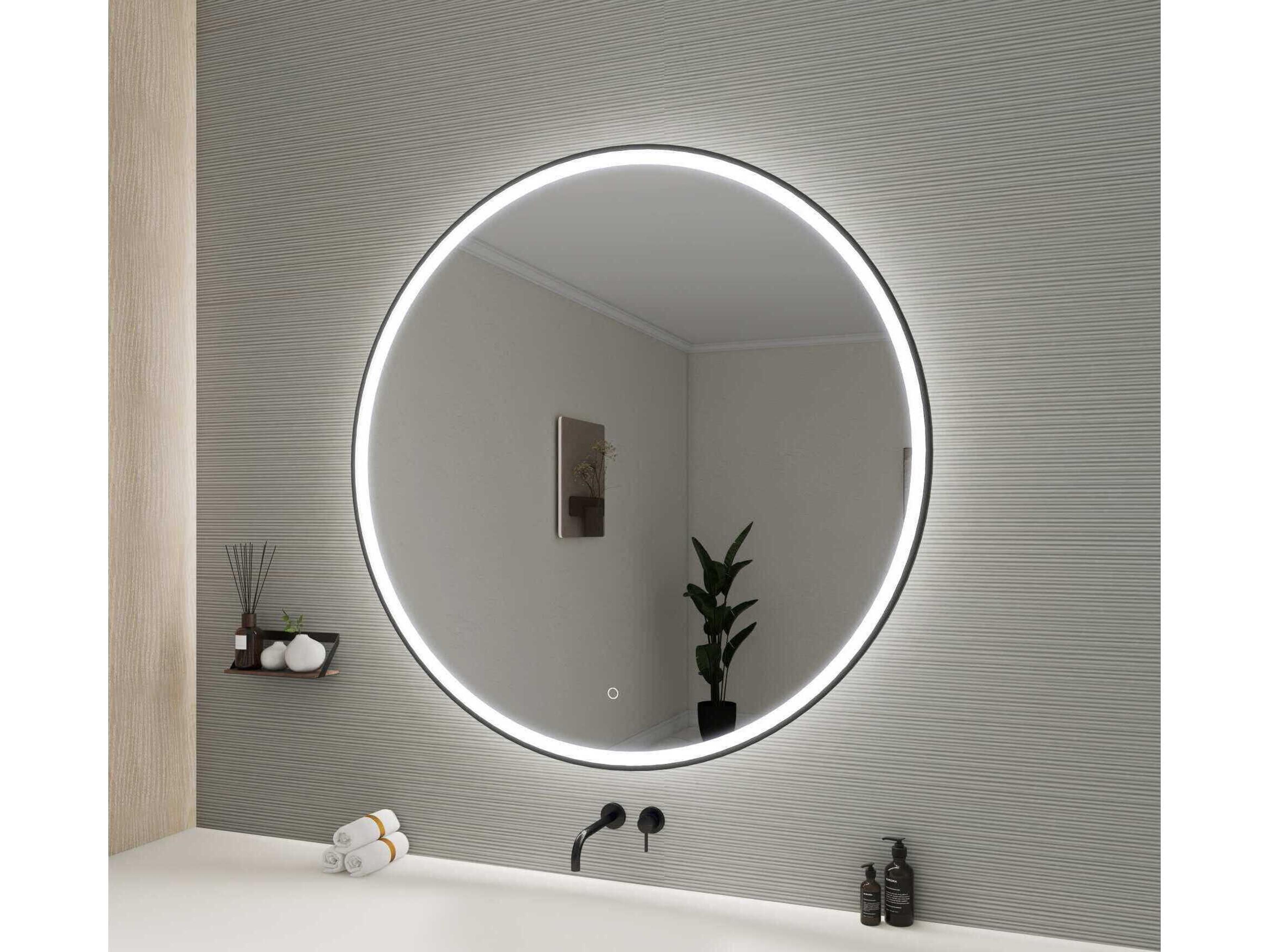 Elegant Lighting Harmoni Black Round Wall Mirror