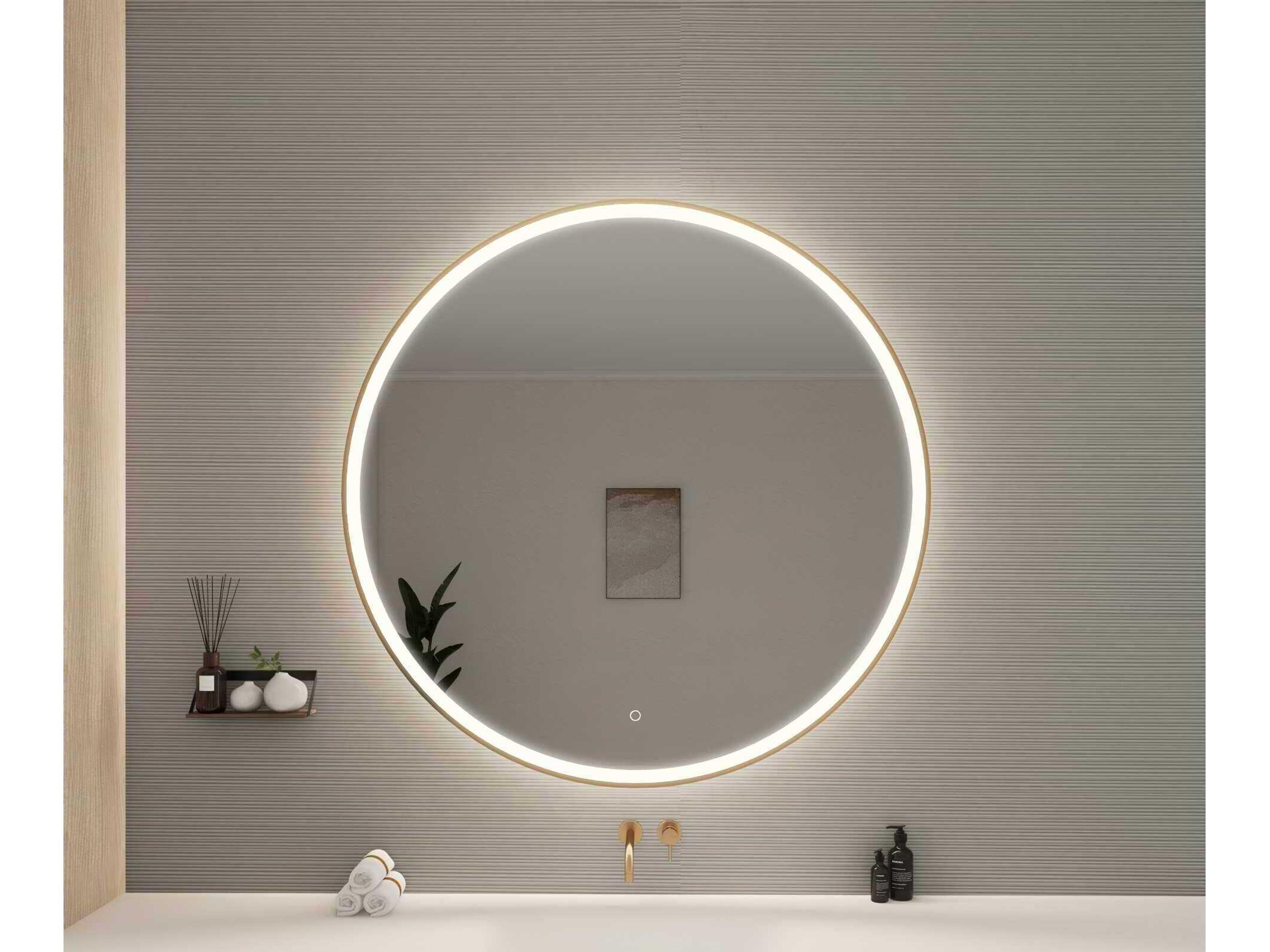 Elegant Lighting Harmoni Satin Gold Round Wall Mirror