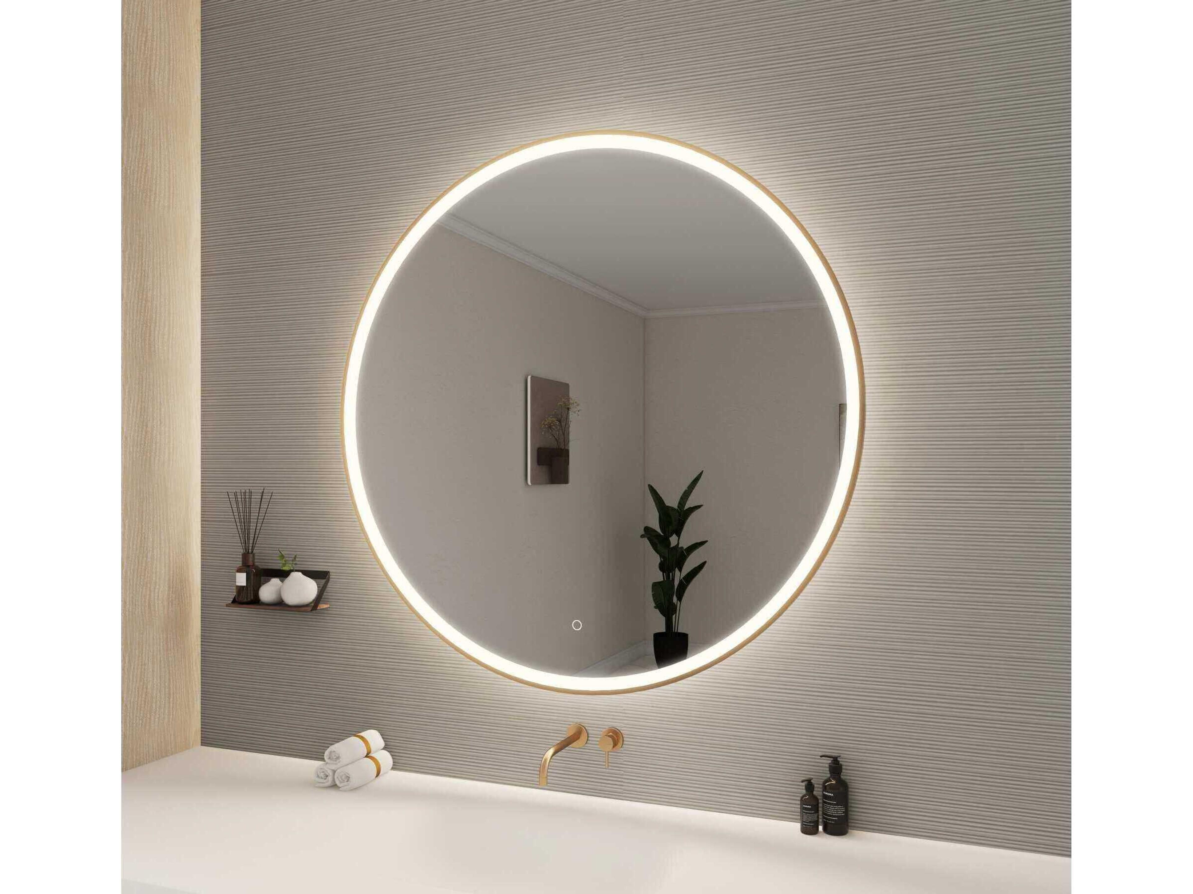 Elegant Lighting Harmoni Satin Gold Round Wall Mirror