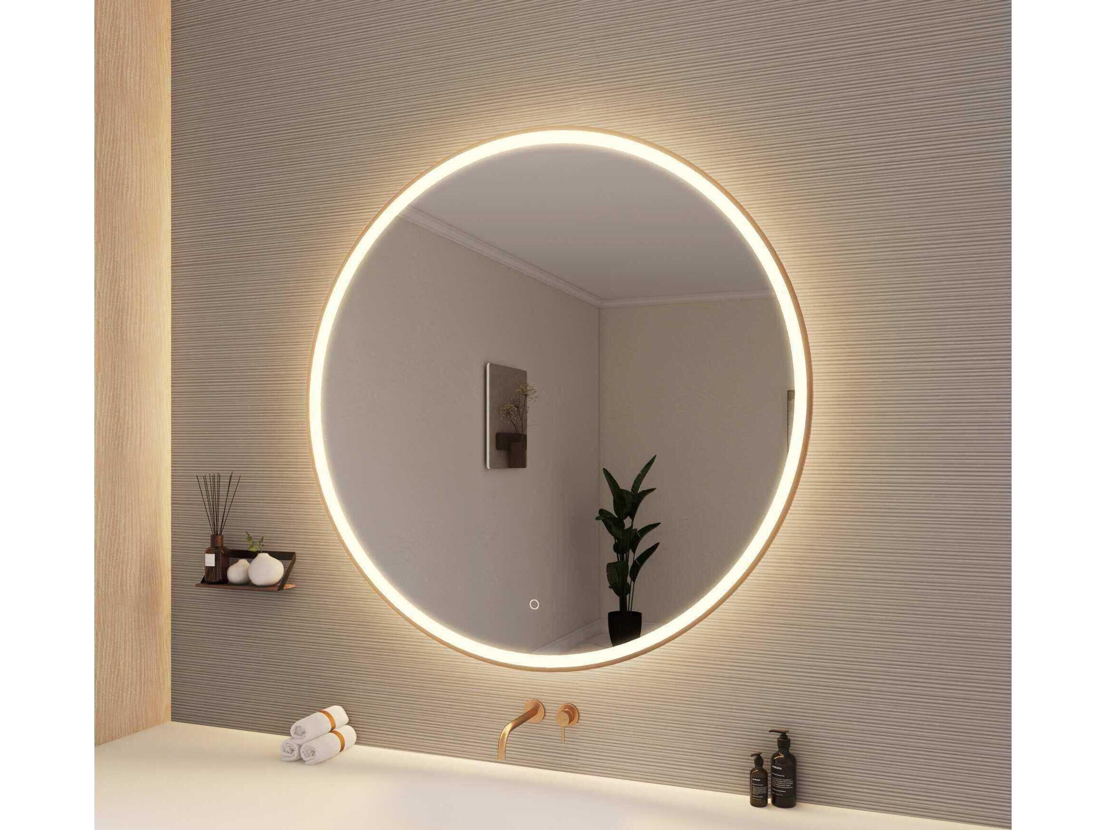Elegant Lighting Harmoni Satin Gold Round Wall Mirror