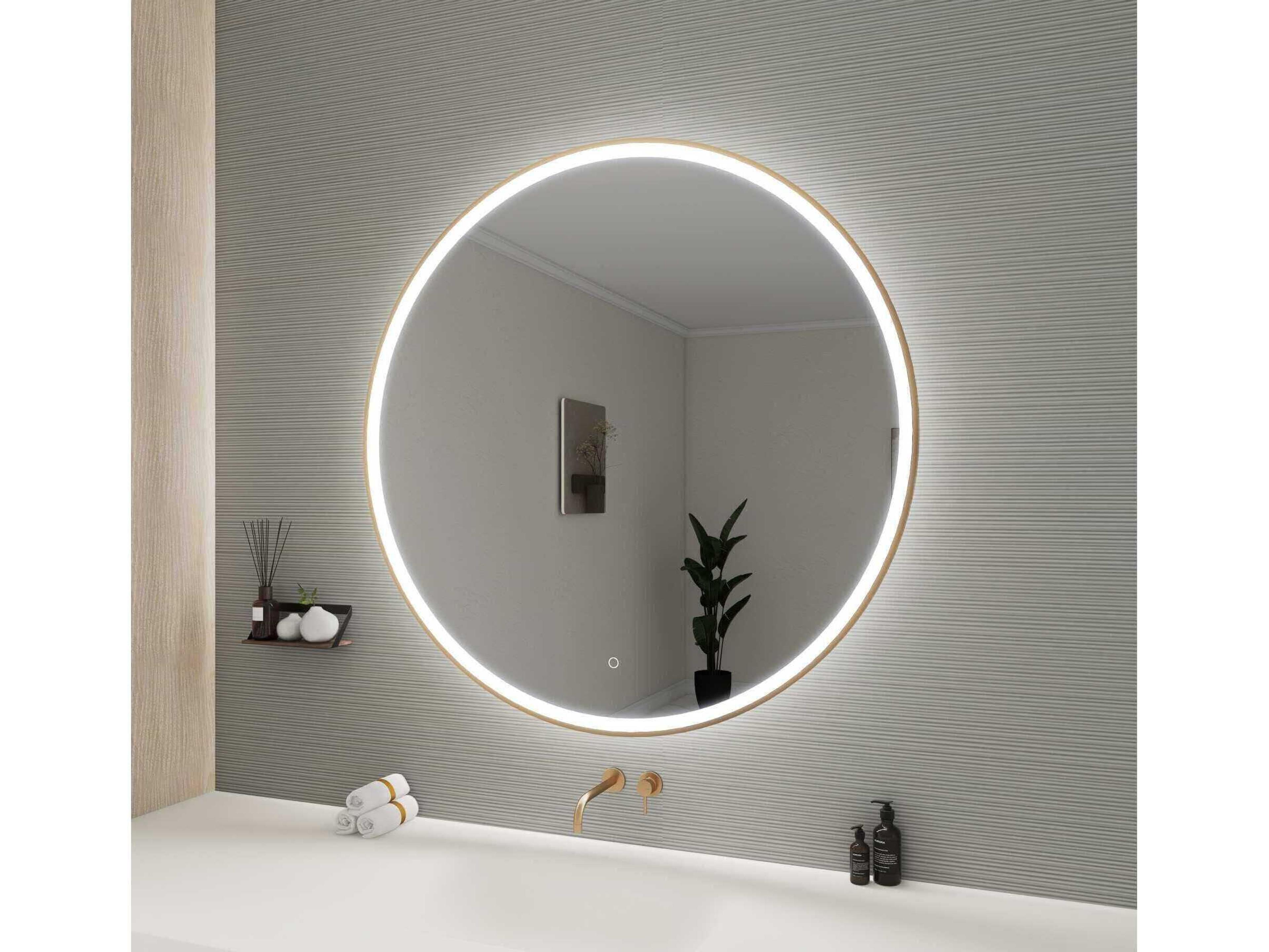Elegant Lighting Harmoni Satin Gold Round Wall Mirror