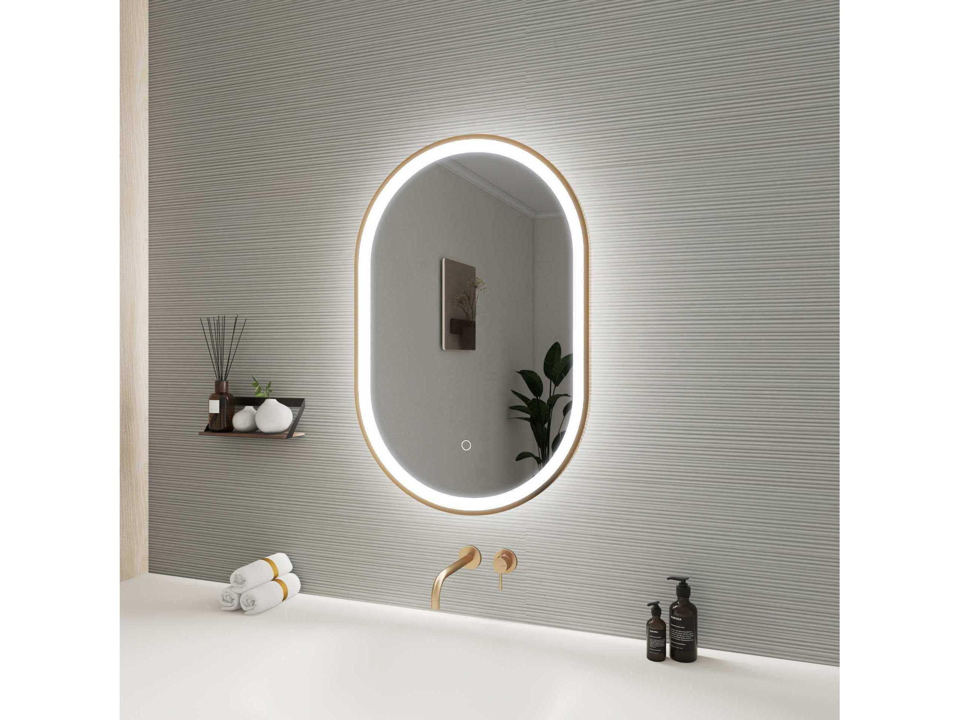 Elegant Lighting Harmoni Satin Gold Oval Wall Mirror